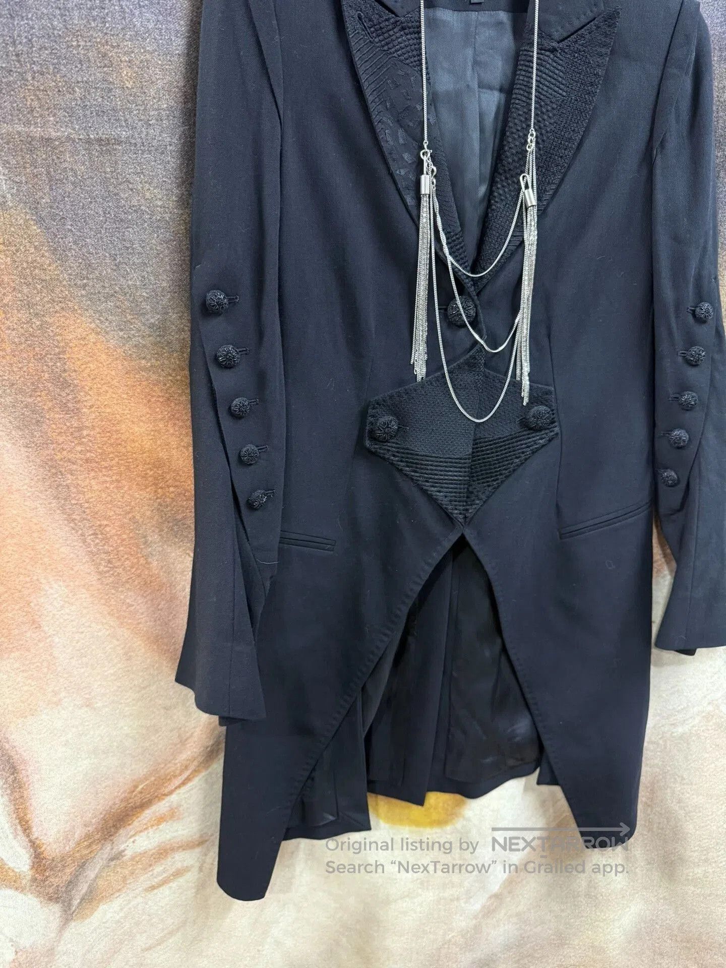 Ann Demeulemeester elegant black embroidered tailcoat jacket. Size US XS / EU 42 / 0 - 3 Thumbnail
