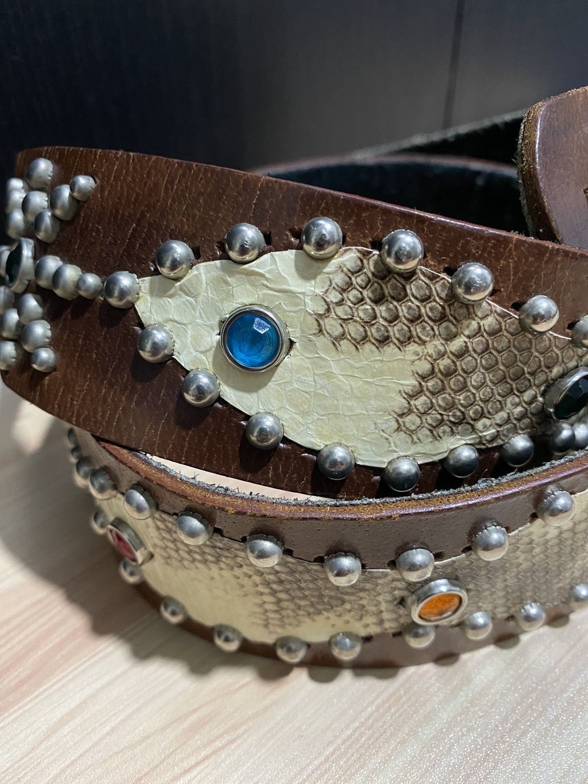 Japanese Brand Studded LeatherBelt inspired Undercover/BB Simons Size ONE SIZE - 8 Thumbnail