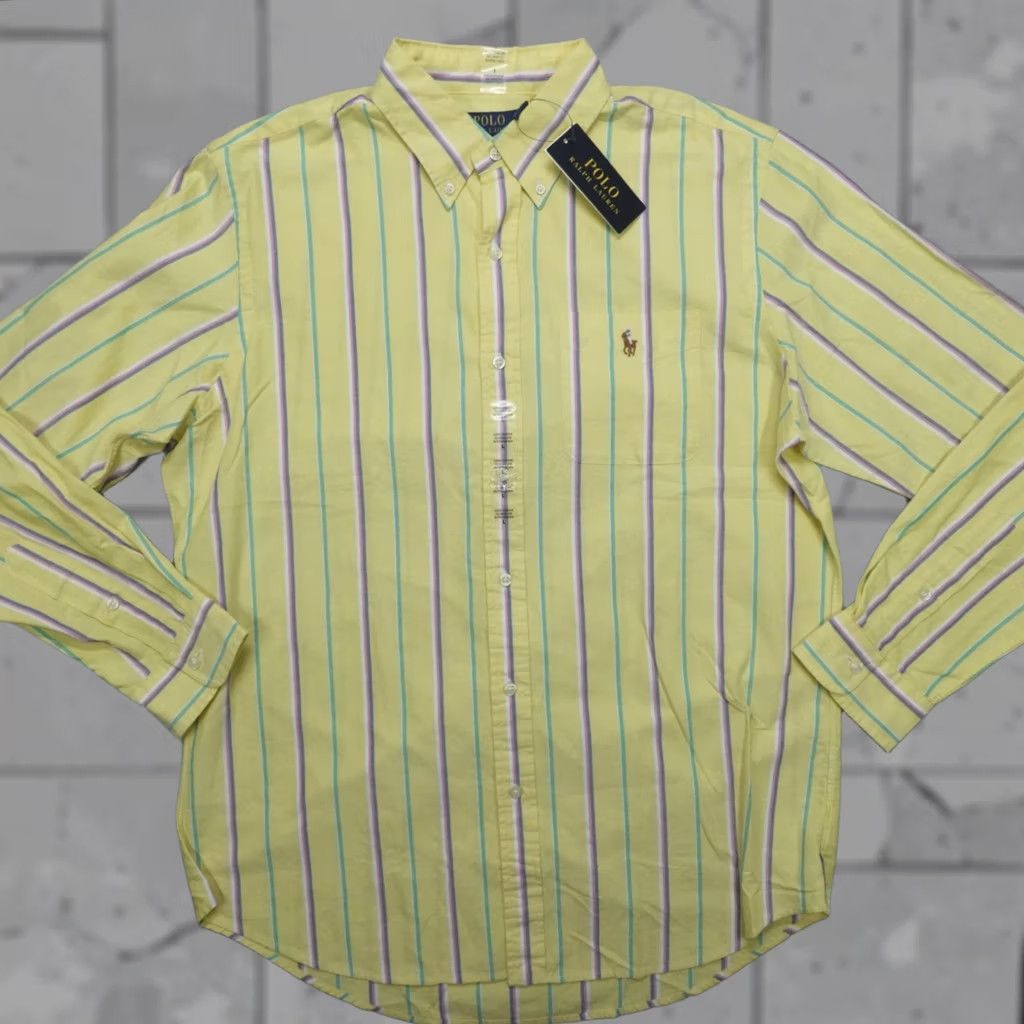 Polo Ralph Lauren Polo Ralph Lauren Button Down Shirt Mens L Oxford Classic Fit Yellow Striped Size US L / EU 52-54 / 3 - 1 Thumbnail