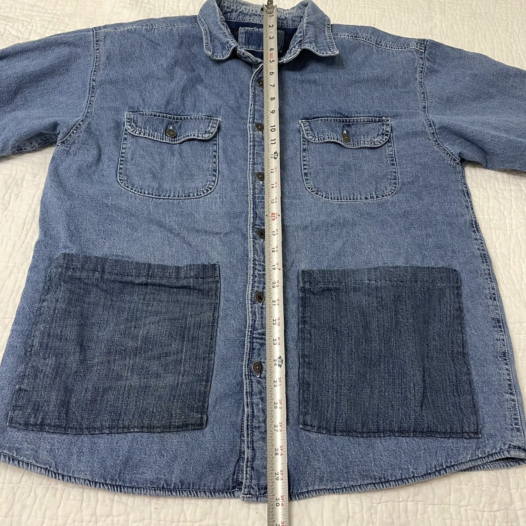 Levi's VINTAGE Levi's Trucker Jacket Denim Plaid Lined Blanket Fleece Large Size L Unisex Adults Blues USA 90s Grunge Customized Size US 33 - 5 Thumbnail