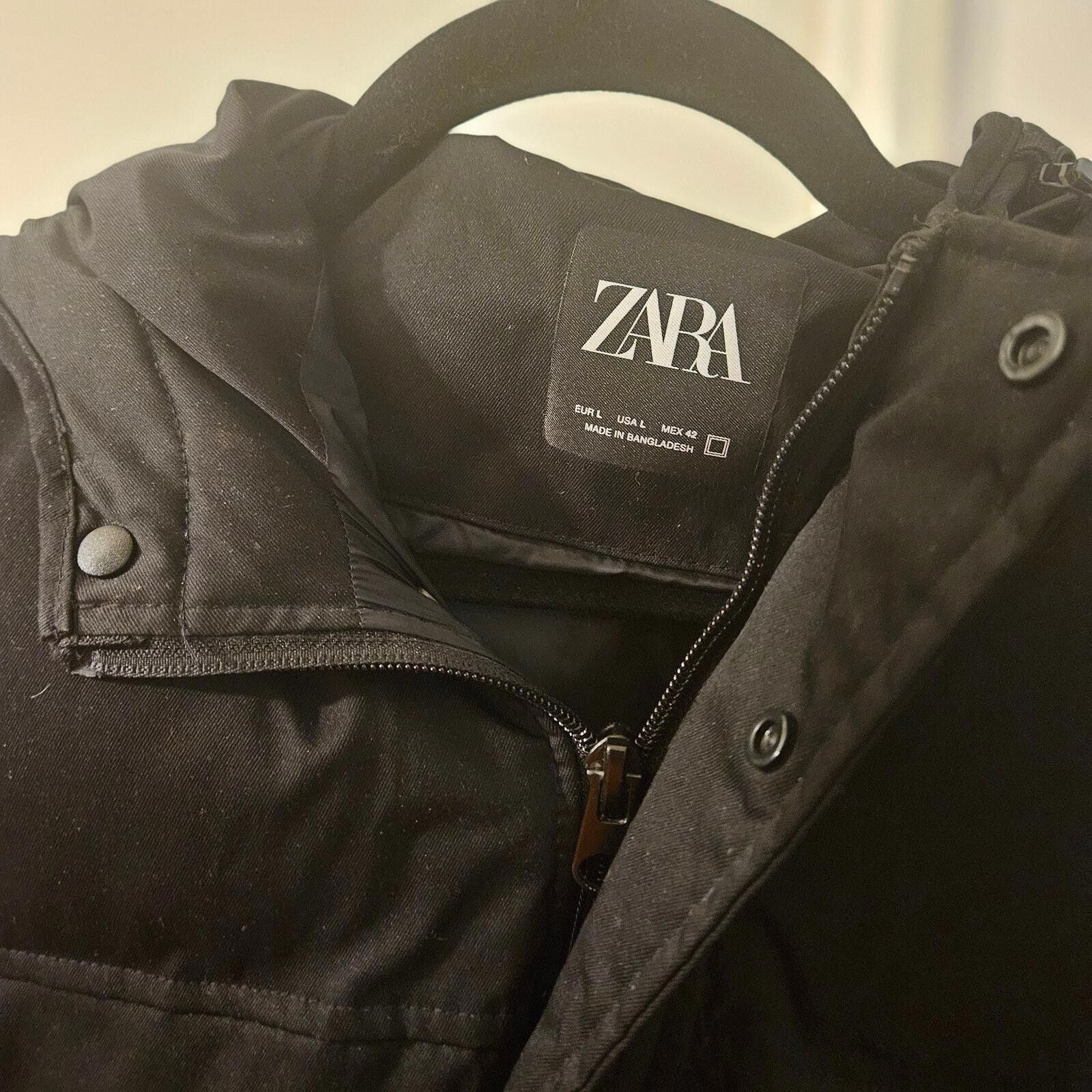 Zara Zara Black Full Zip Hooded Puffer Vest Mens Size Large Size US L / EU 52-54 / 3 - 4 Thumbnail