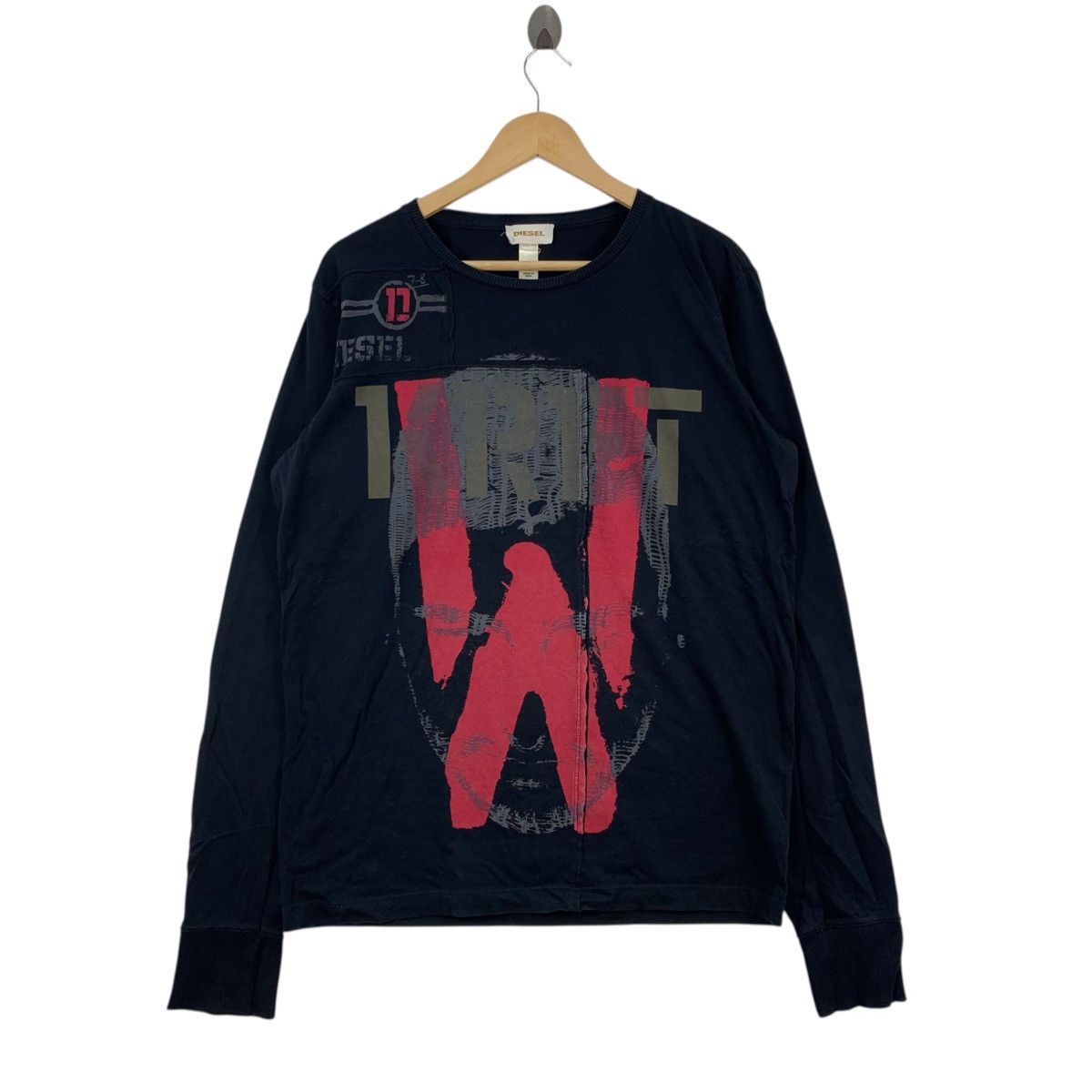 Diesel DIESEL Big Print Long Sleeve Tshirt Size US XL / EU 56 / 4 - 1 Thumbnail