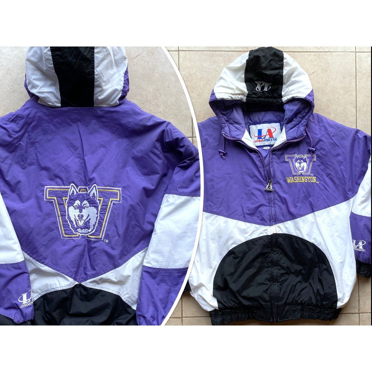 NCAA × Starter UW Huskies 90s LOGO ATHLETIC puffer XL Washington NCAA vtg Size US XL / EU 56 / 4 - 1 Thumbnail