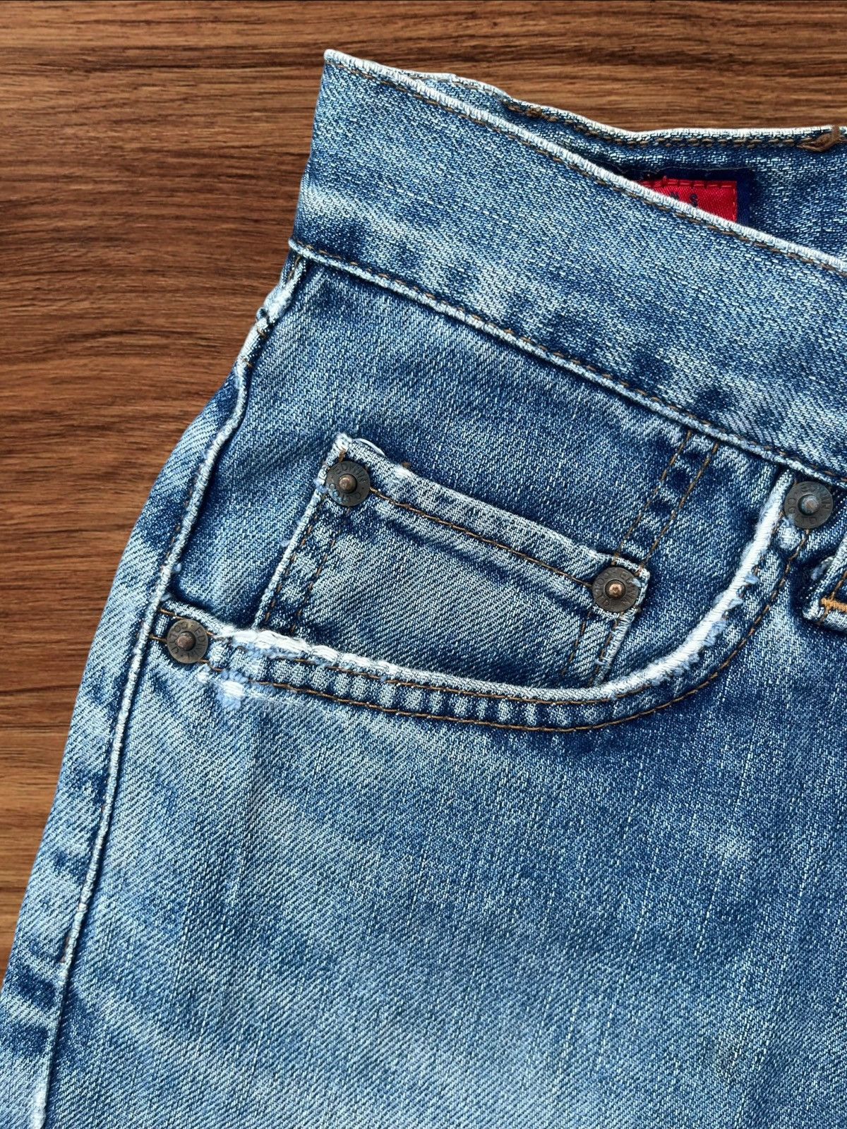 Edwin × Japanese Brand Vintage Japanese Brand Blue Washed Distressed Straight Jeans Size US 28 / EU 44 - 7 Thumbnail