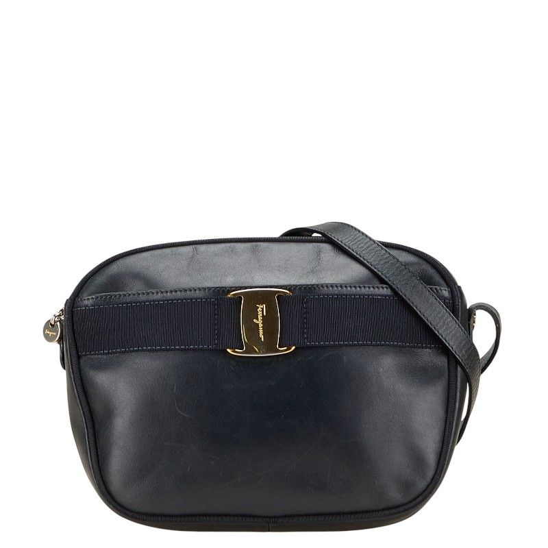 Salvatore Ferragamo Salvatore Ferragamo Vara Leather Shoulder Bag Leather Shoulder Bag Duty Free For Usa in Blue, Women's