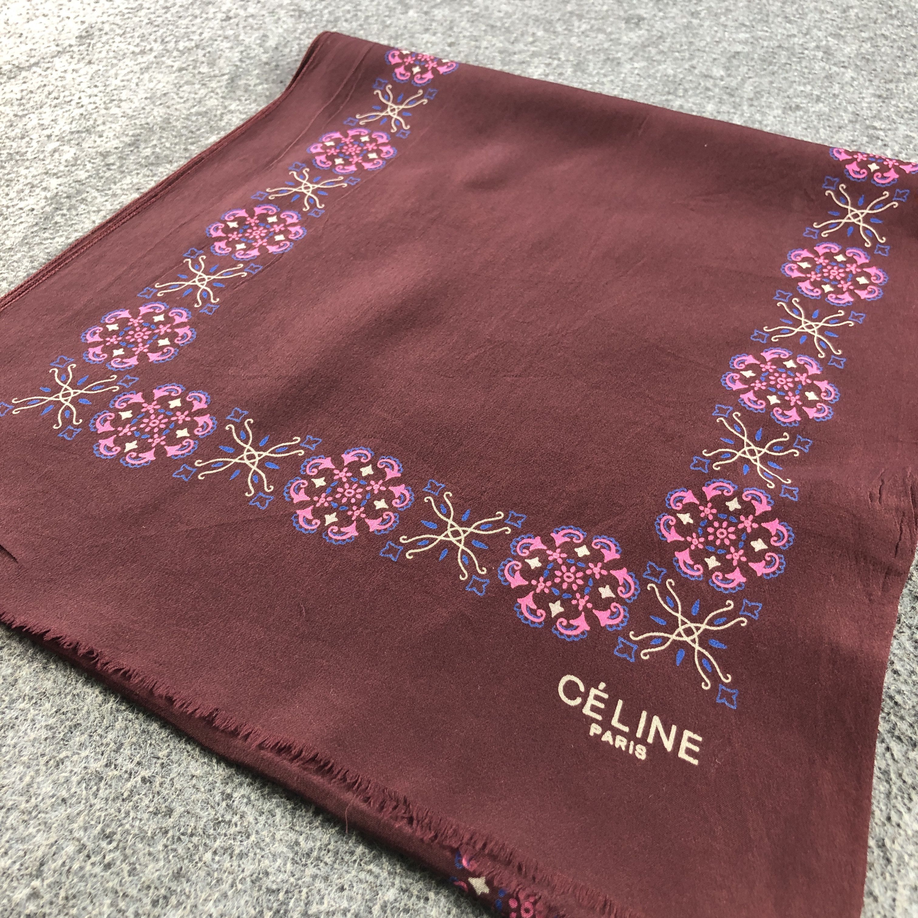 Celine Celine Floral Silk Stole Scarf Muffler Neckwear V2946 Size ONE SIZE - 3 Thumbnail