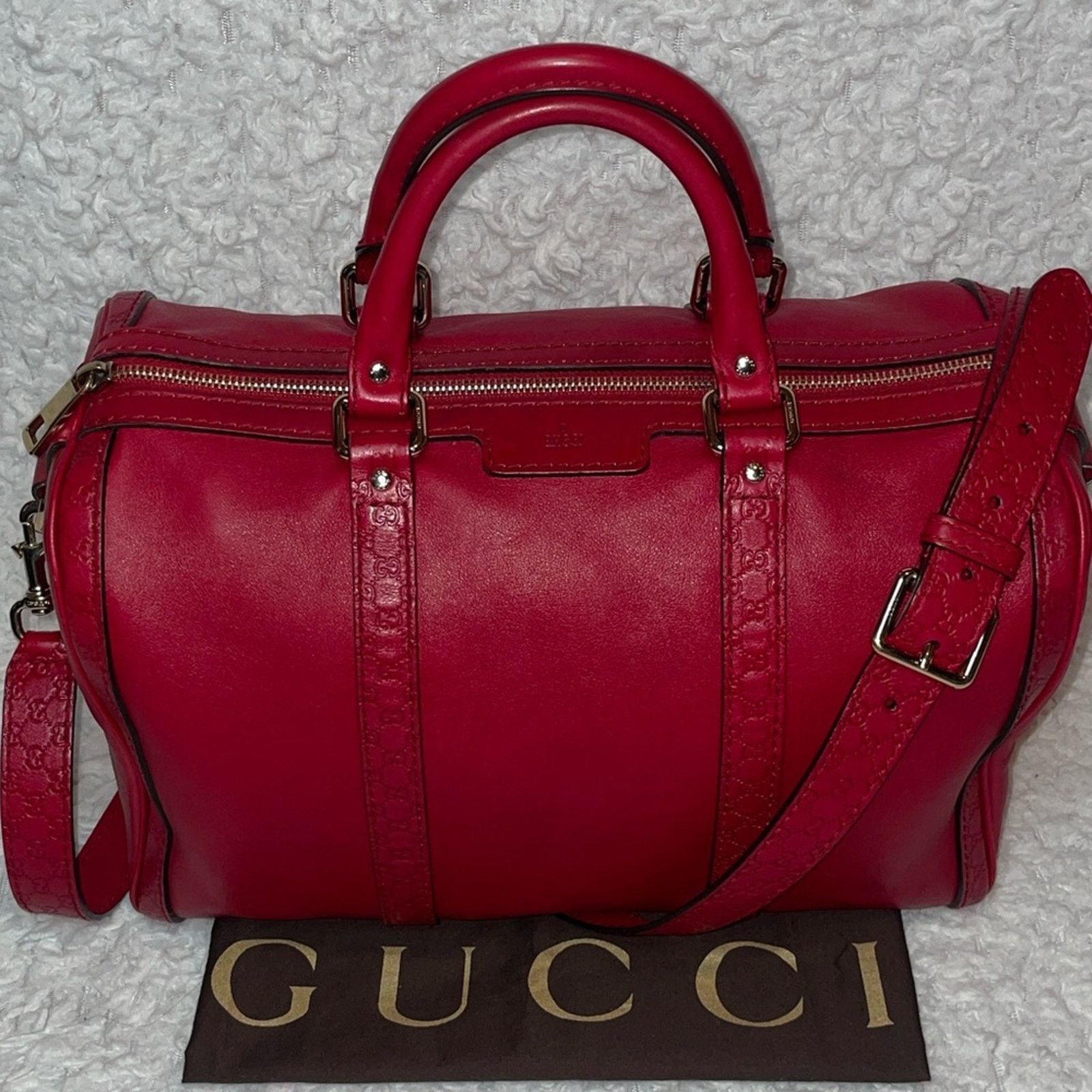 Gucci Gucci Micro Guccissima Red Leather Boston Bag 247205 Size ONE SIZE - 2 Thumbnail