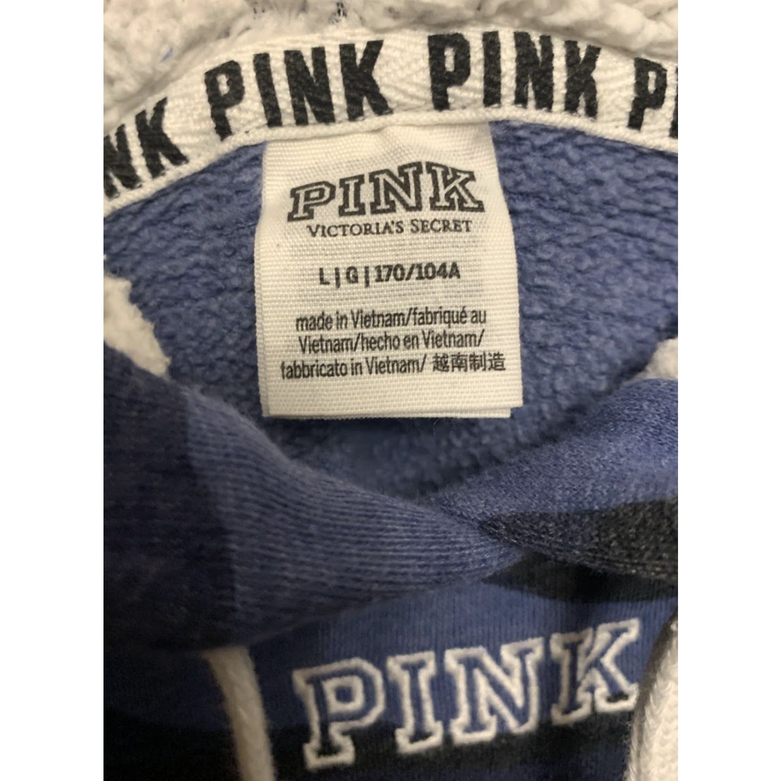 Victoria's Secret Victoria's Secret PINK Hoodie Sweatshirt L Blue CAMO fleece pullover 1977 Logo Hooded Pockets Women Regular Size L / US 10 / IT 46 - 3 Thumbnail