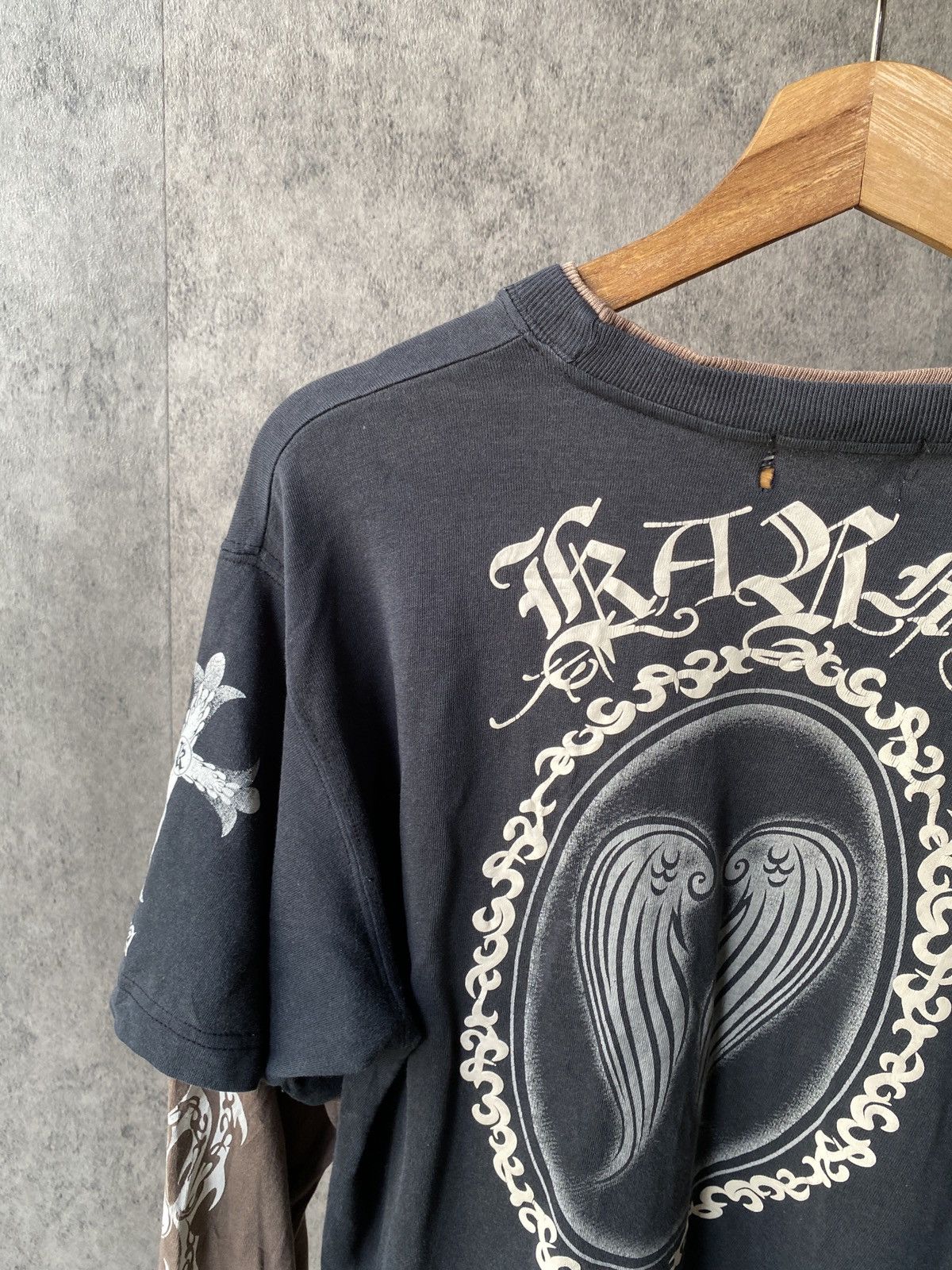 14th Addiction Vintage 90’s Karma Black Faded Design Distressed T Shirt Size US M / EU 48-50 / 2 - 9 Thumbnail