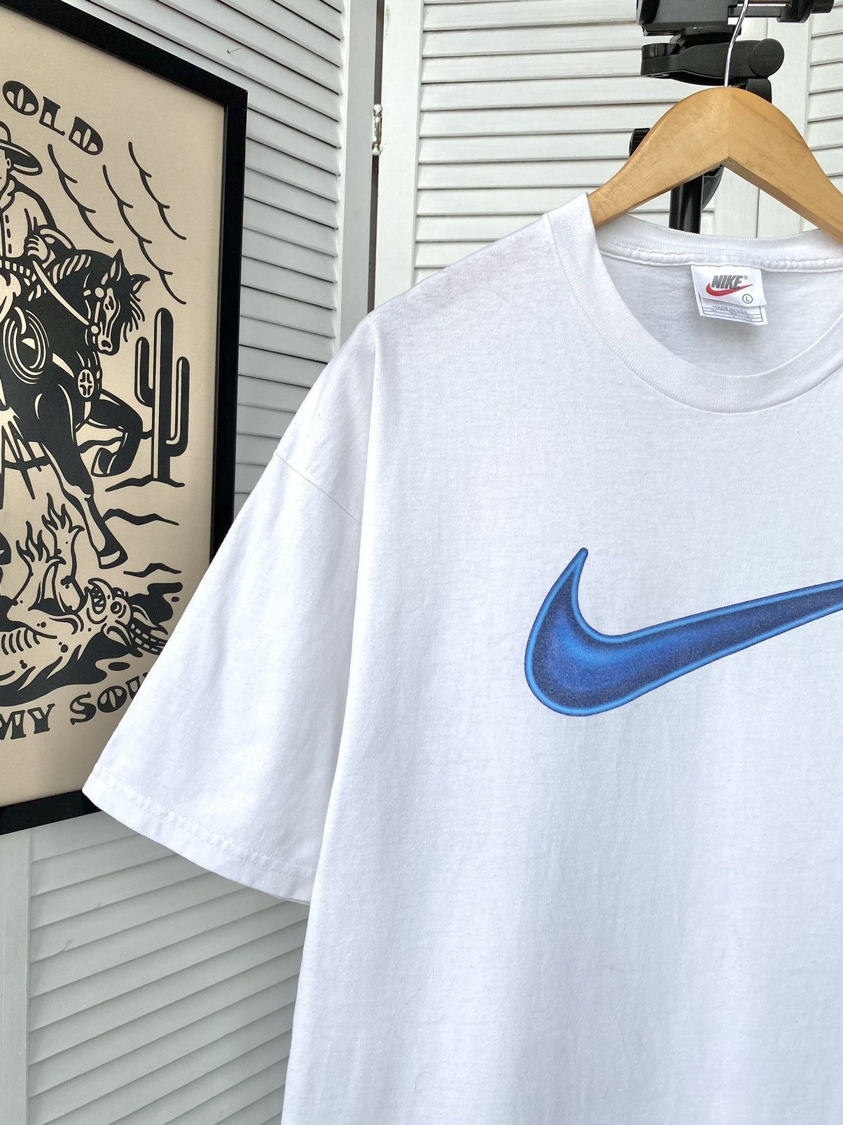 Nike × Vintage Nike Vintage Center Big Swoosh 3D Logo Baggy Tee Shirt Size US L / EU 52-54 / 3 - 5 Thumbnail