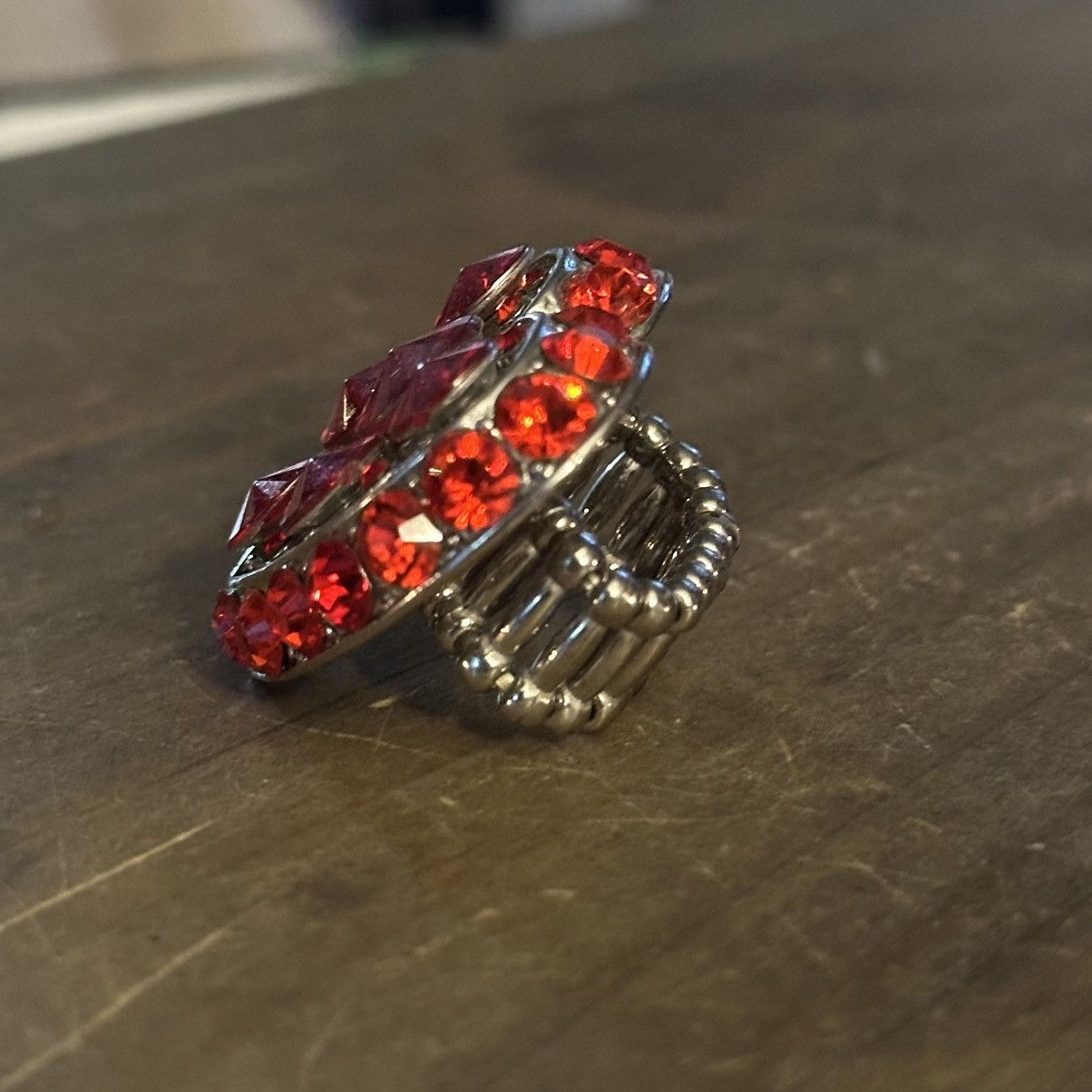 Other Large red rhinestone heart stretch ring Size ONE SIZE - 6 Thumbnail