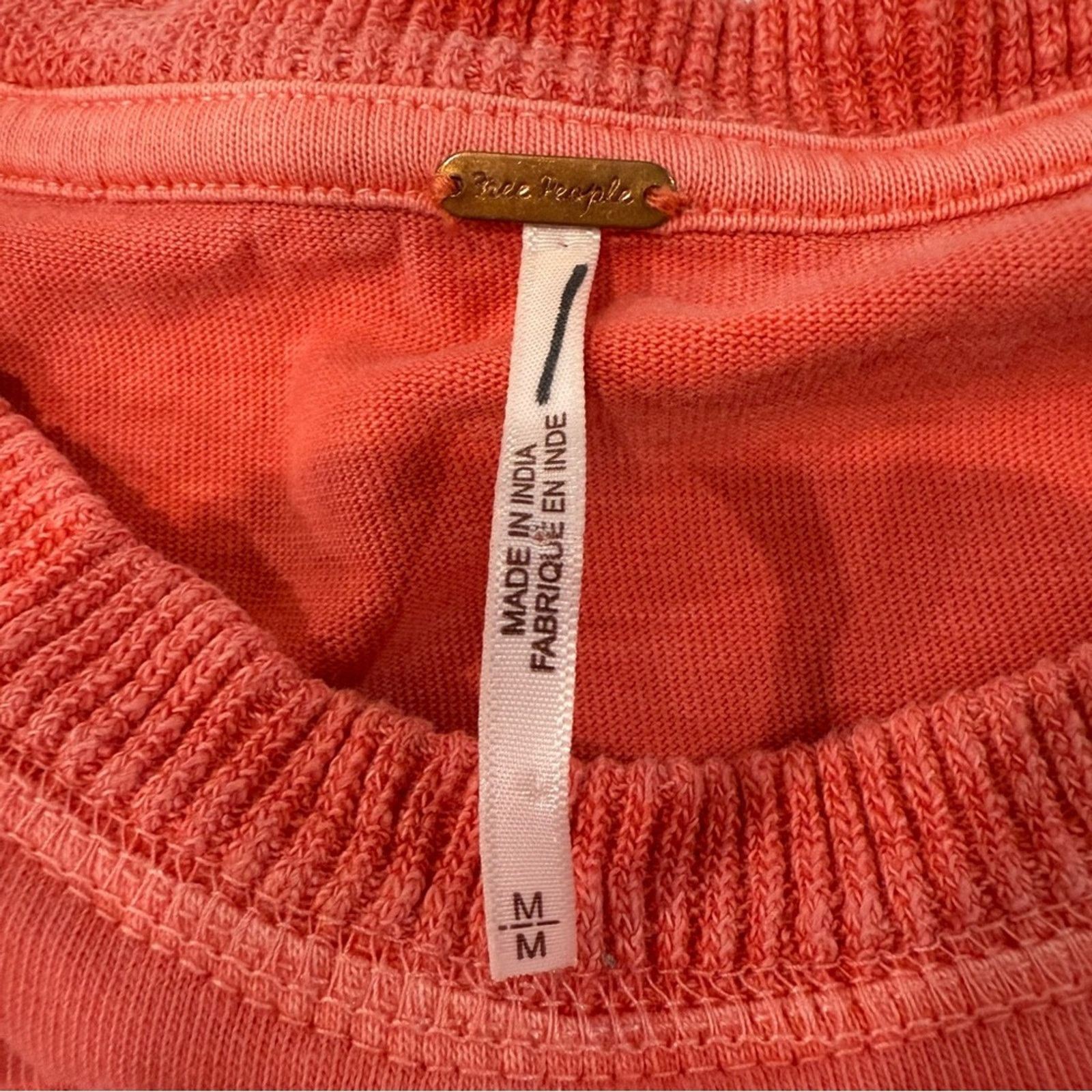 Free People Free People Table For Two Tee Women’s Medium Coral Lace Arm Size M / US 6-8 / IT 42-44 - 5 Thumbnail
