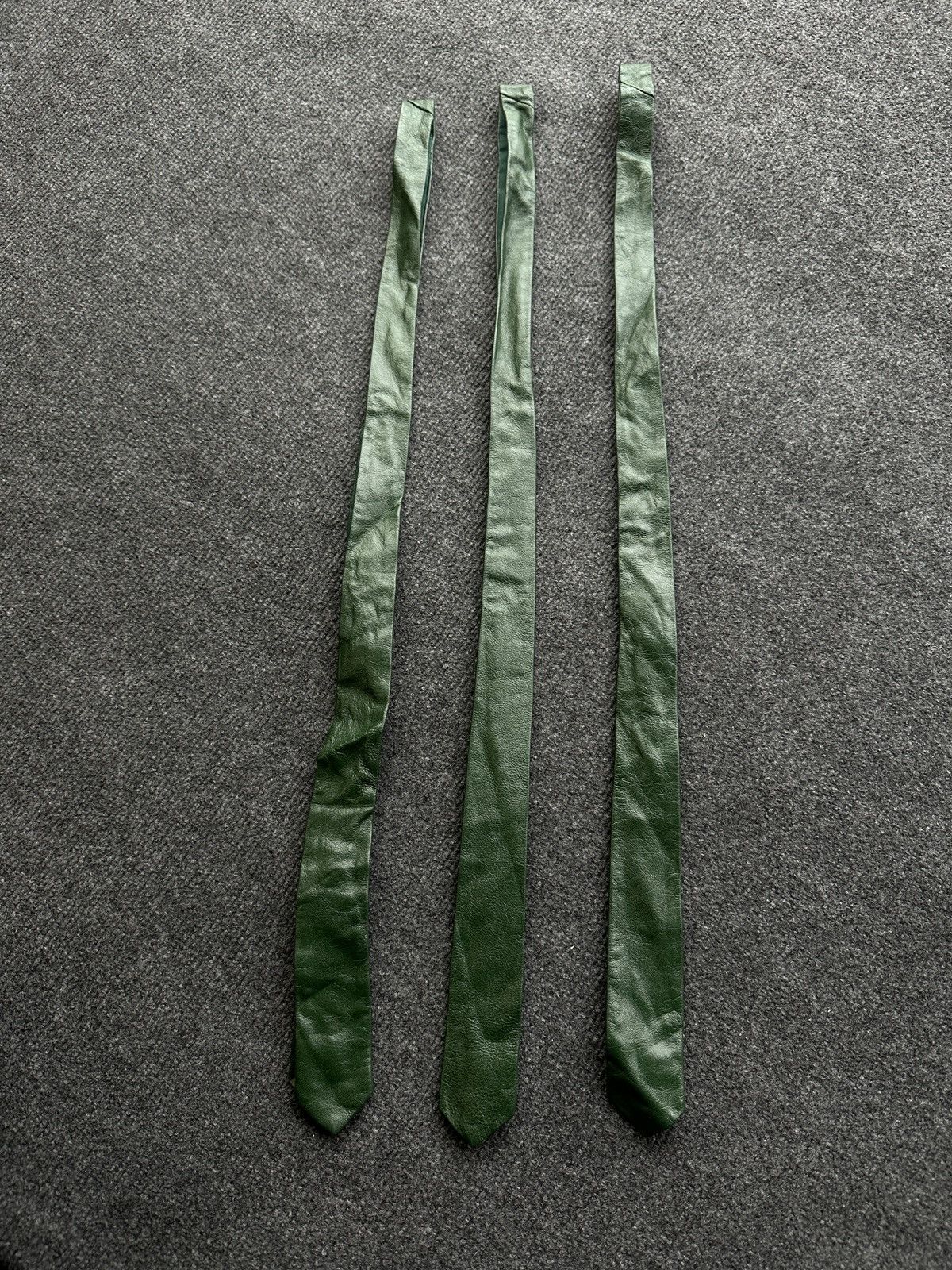 Other 🚨 LEATHER GREEN ITALY TIE LUXURY VNTG RARE OLD MONEY Size ONE SIZE - 16 Thumbnail