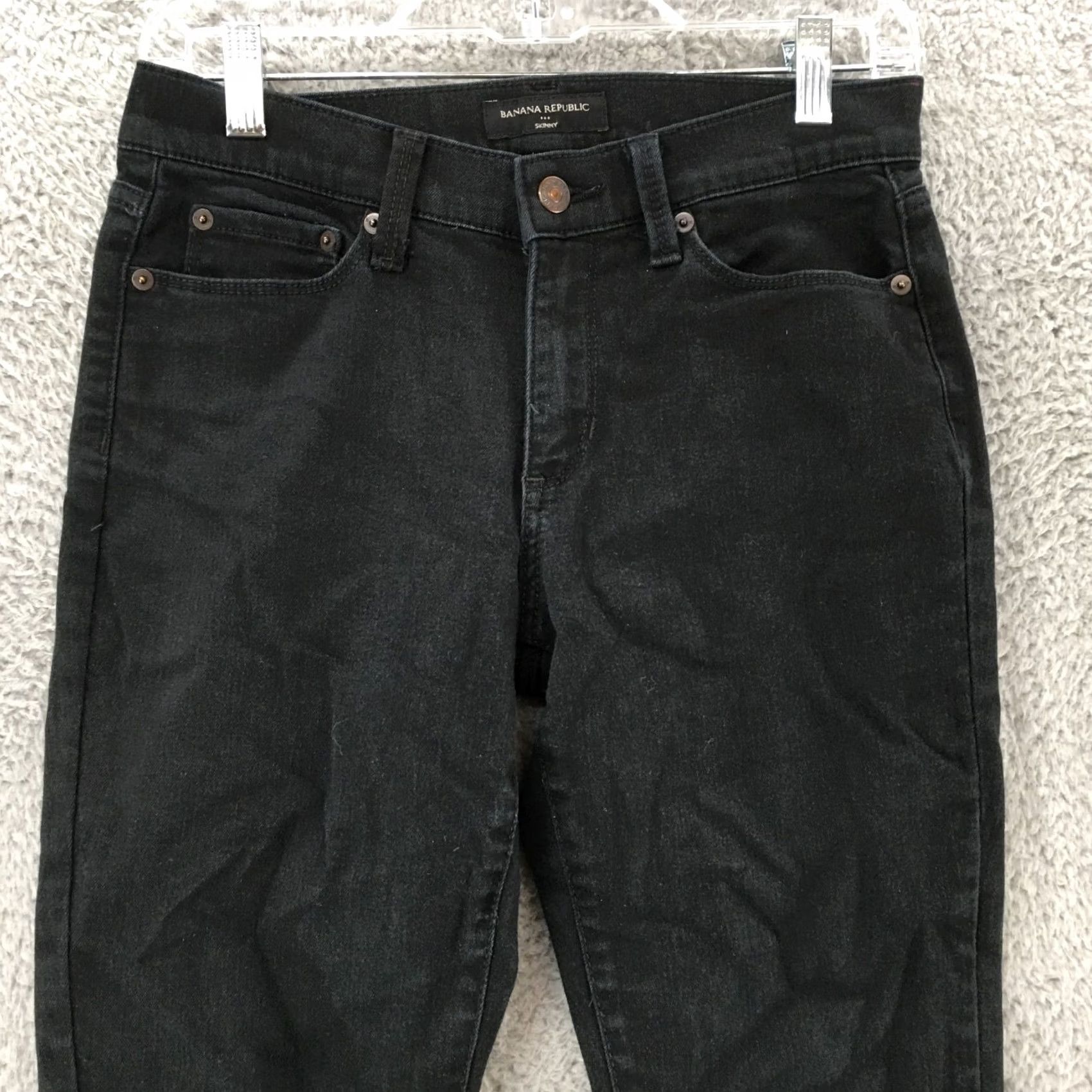 Banana Republic Banana Republic Skinny Jeans Womens 27/4 Black Mid Rise Zip Fly 5 Pockets Button Jeans Size 27" / US 4 / IT 40 - 2 Thumbnail