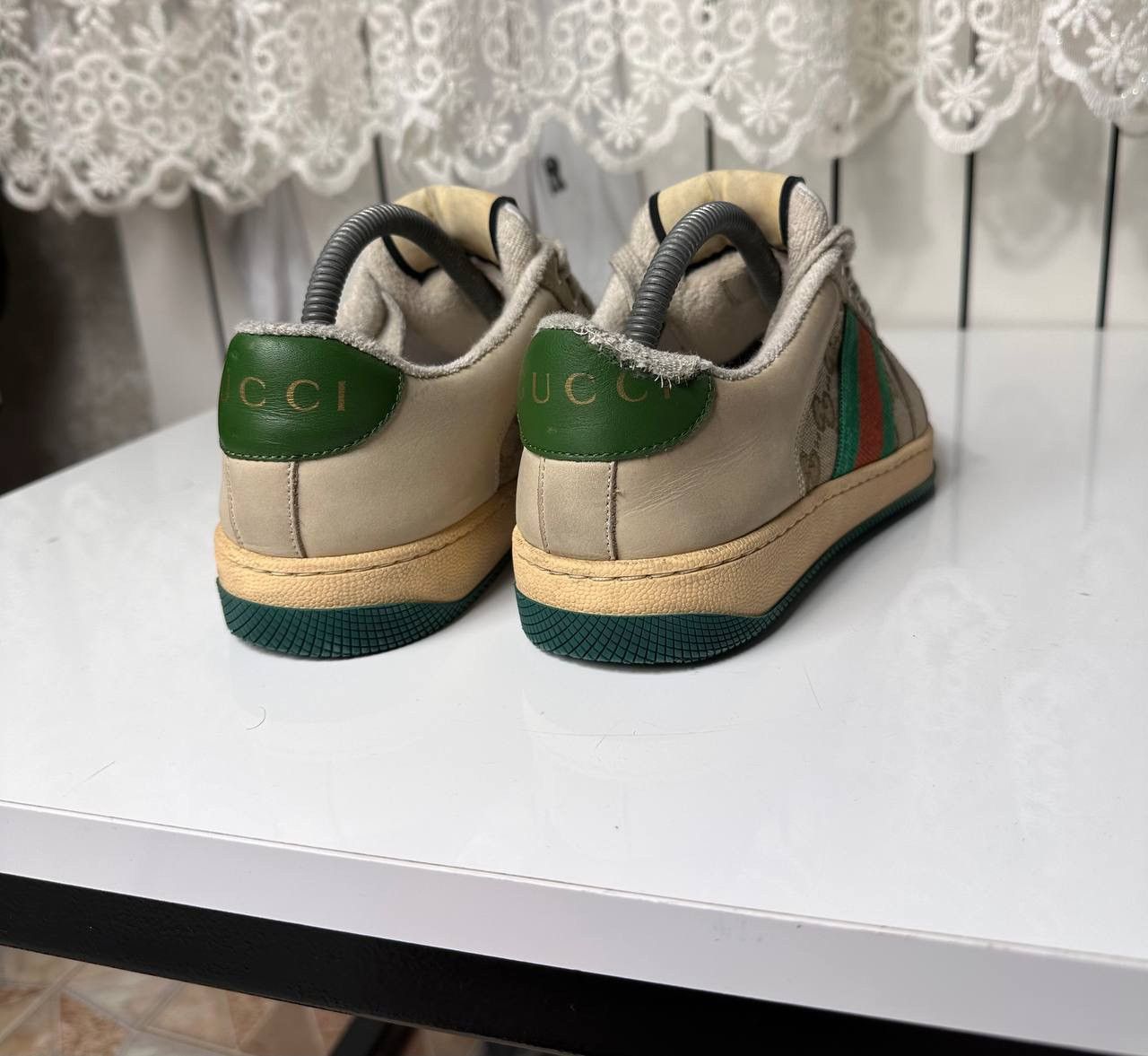 Gucci Gucci Screener Leather GG Canvas Double G Logo Sneakers Size US 5.5 / IT 35.5 - 10 Thumbnail