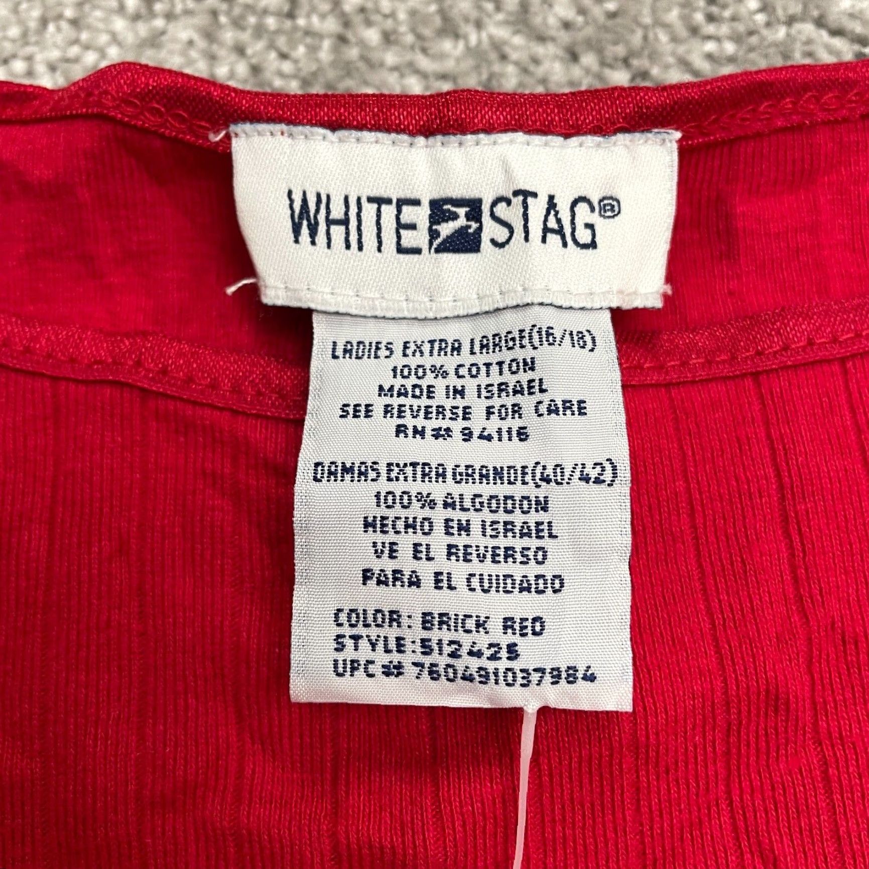Vintage White Stag Tank Womens XL Red 100% Cotton Basic Knit Sleeveless Strappy Sleeve Camisole Casual NWD Size XL / US 12-14 / IT 48-50 - 6 Thumbnail