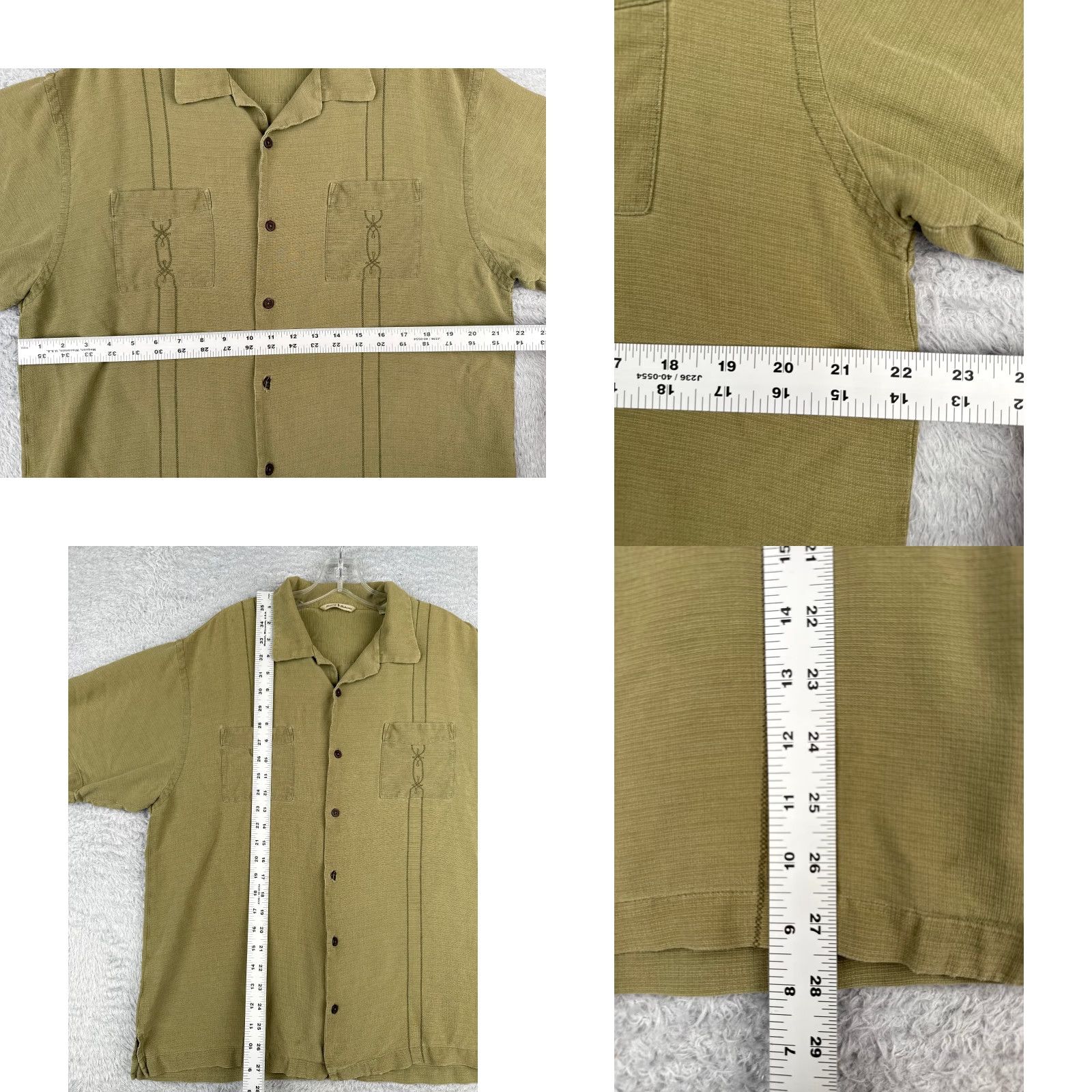 Tommy Bahama VINTAGE Tommy Bahama Shirt Men Large Green Silk Button-Up Hawaiian Pocket 40in Chest Floral Short Sleeve Beach Designer Mens Size US L / EU 52-54 / 3 - 8 Thumbnail