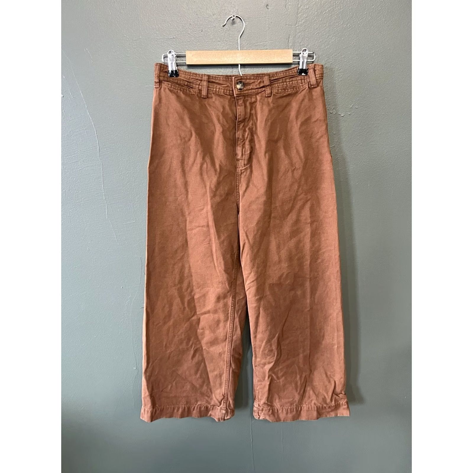 Vintage We The Free Womens Brown Wide-Leg Cropped Pants 31x22 Inches Size 24" / US 00 / IT 34 - 2 Thumbnail