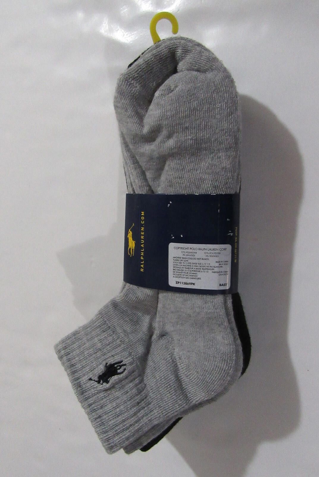 Polo Ralph Lauren Polo Ralph Lauren Mens Quarter Crew Athletic Socks 4 pack Size ONE SIZE - 2 Thumbnail