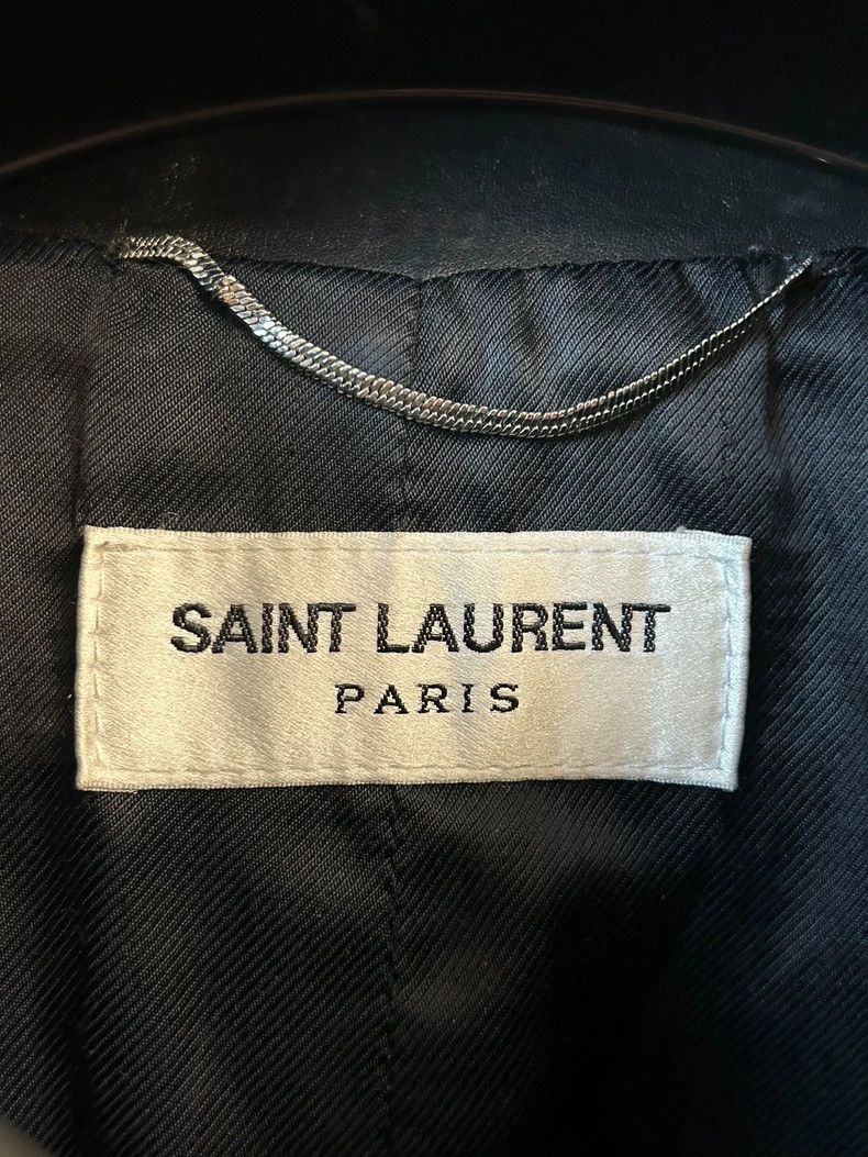 Yves Saint Laurent Saint Laruent 14fwDIAMOND black calfskin leather coat with Size US S / EU 44-46 / 1 - 2 Thumbnail