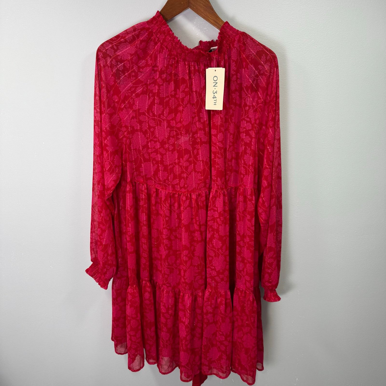 Macys On 34th Macys Plus Dress sz 1X Floral Tiered NEW # G578 Size XL / US 12-14 / IT 48-50 - 3 Thumbnail