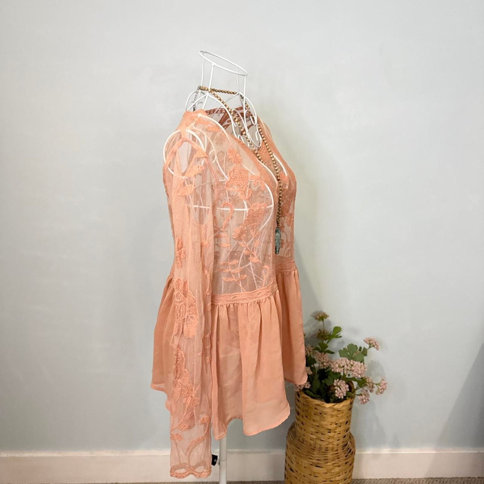 Other orange/rust embroidered floral babydoll peasant blouse Size S / US 4 / IT 40 - 4 Thumbnail