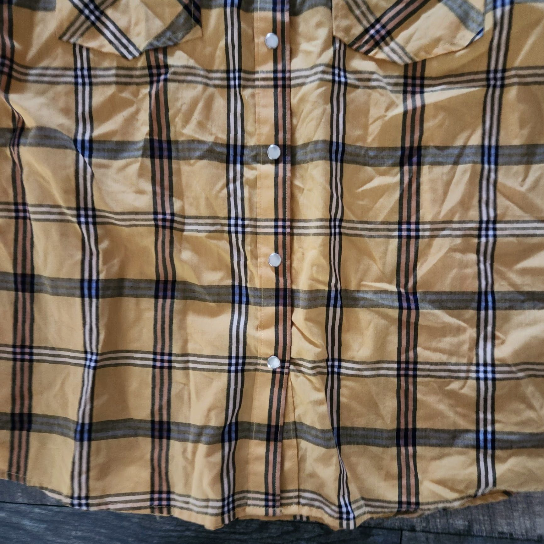 Wrangler Wrangler Mens XXL Pearl Snap Yellow Plaid Western Shirt Cowboy Shirt Cowboy Western Button-Up Long Sleeve Pearl Snap Pockets Vintage No Size US XXL / EU 58 / 5 - 2 Thumbnail