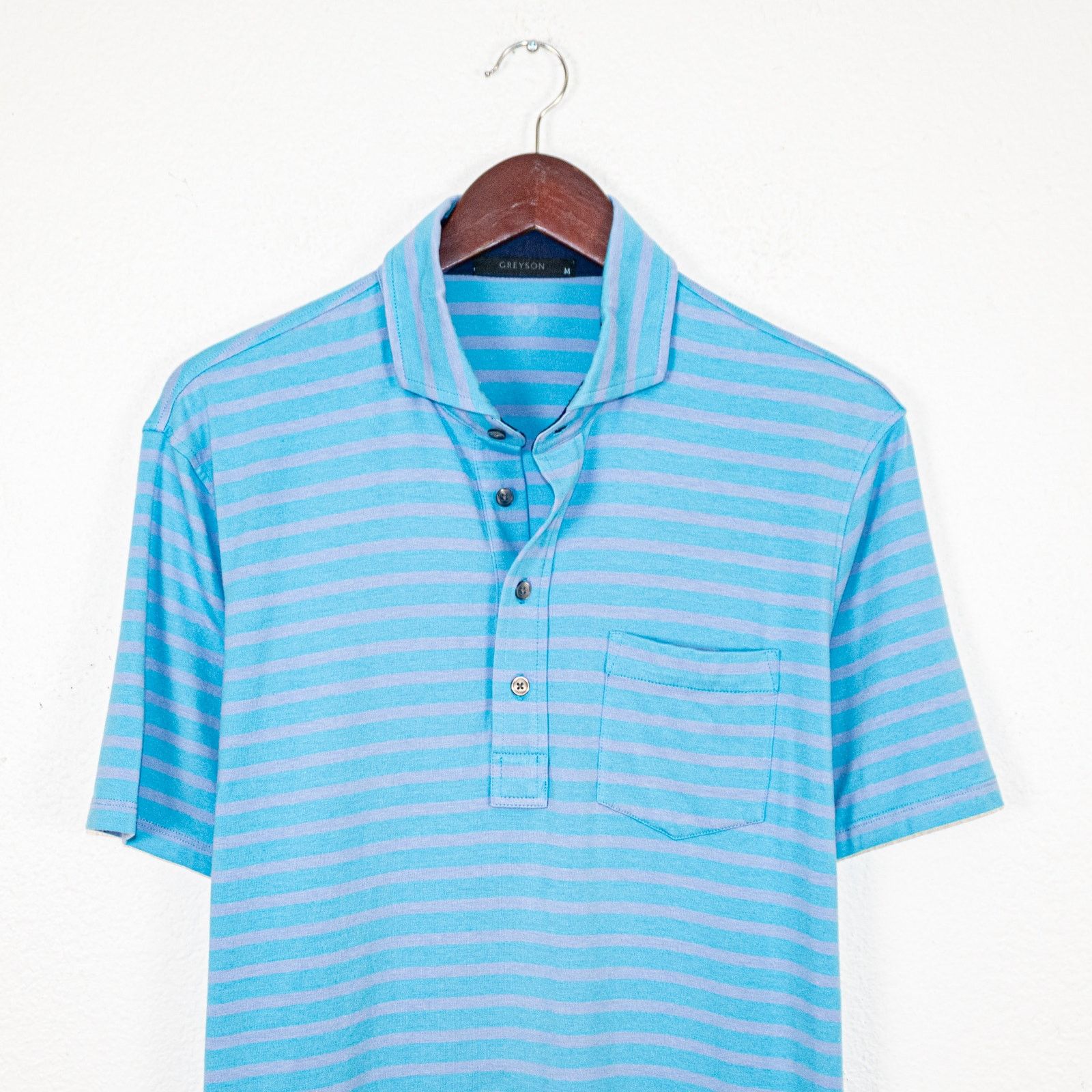 Other Greyson Medium Blue striped Golf Polo shirt Short Sleeve Size US M / EU 48-50 / 2 - 2 Thumbnail