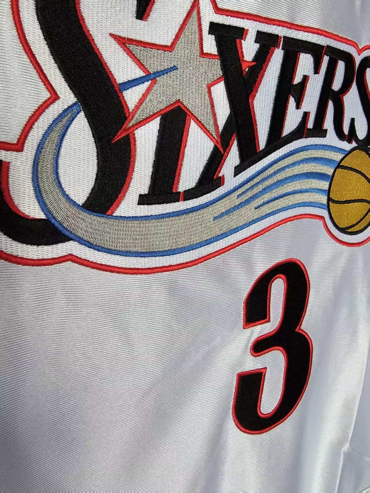 NBA 76ers #3 Allen Iverson Jersey Double Stitched White Size US M / EU 48-50 / 2 - 4 Thumbnail