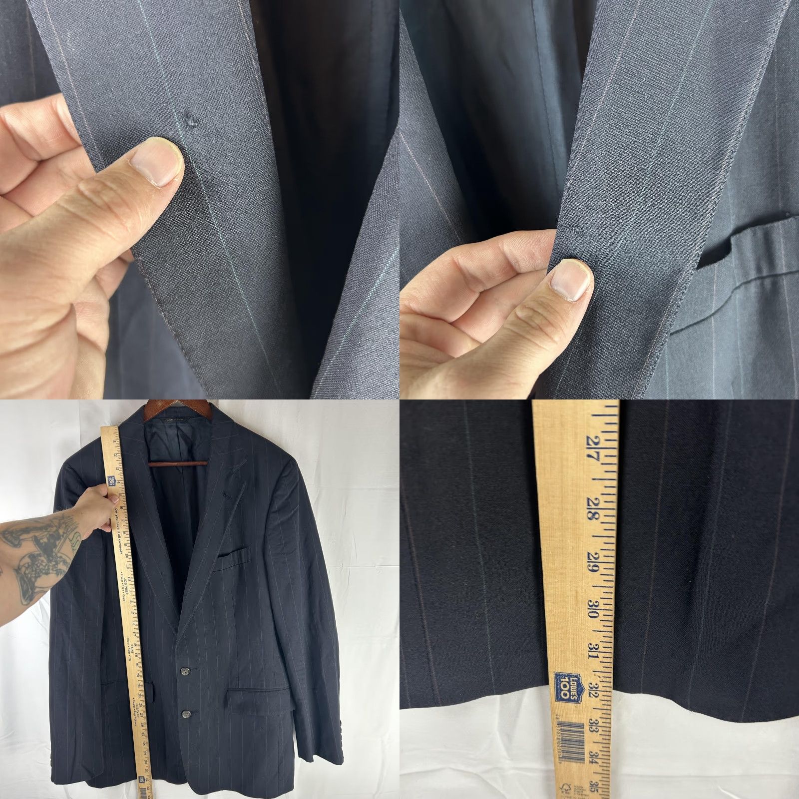 Ralph Lauren VINTAGE Ralph Lauren Polo University Club Suit Jacket Mens 42 Blue Pinstripe Wool 90s Two-Button Notch Lapel Singles Front Button Size US XL / EU 56 / 4 - 8 Thumbnail