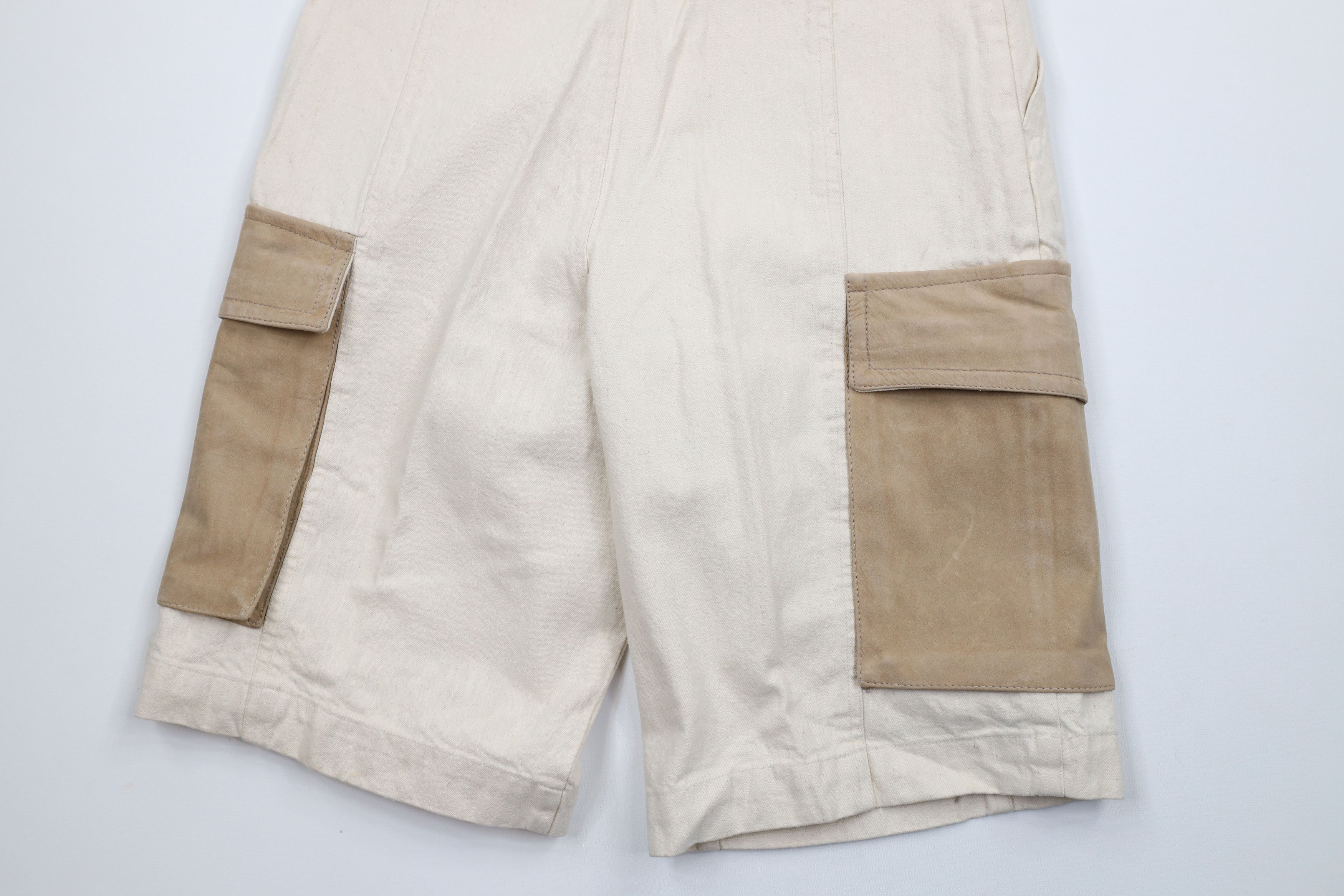 Vintage Deadstock Vintage 90s Streetwear Leather Denim Cargo Shorts Size US 31 - 12 Thumbnail