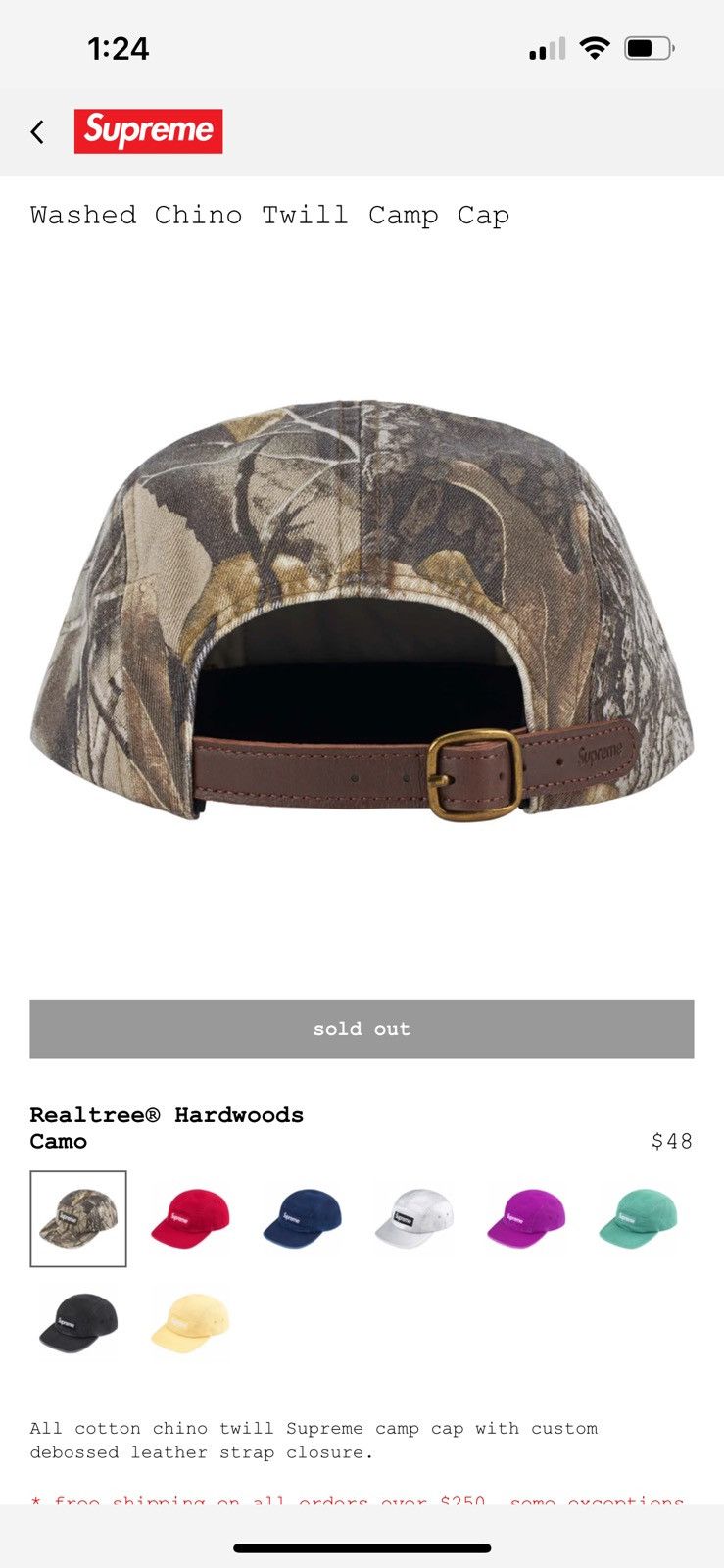 Supreme Washed Chino Twill Camp Cap (SS25) Realtree