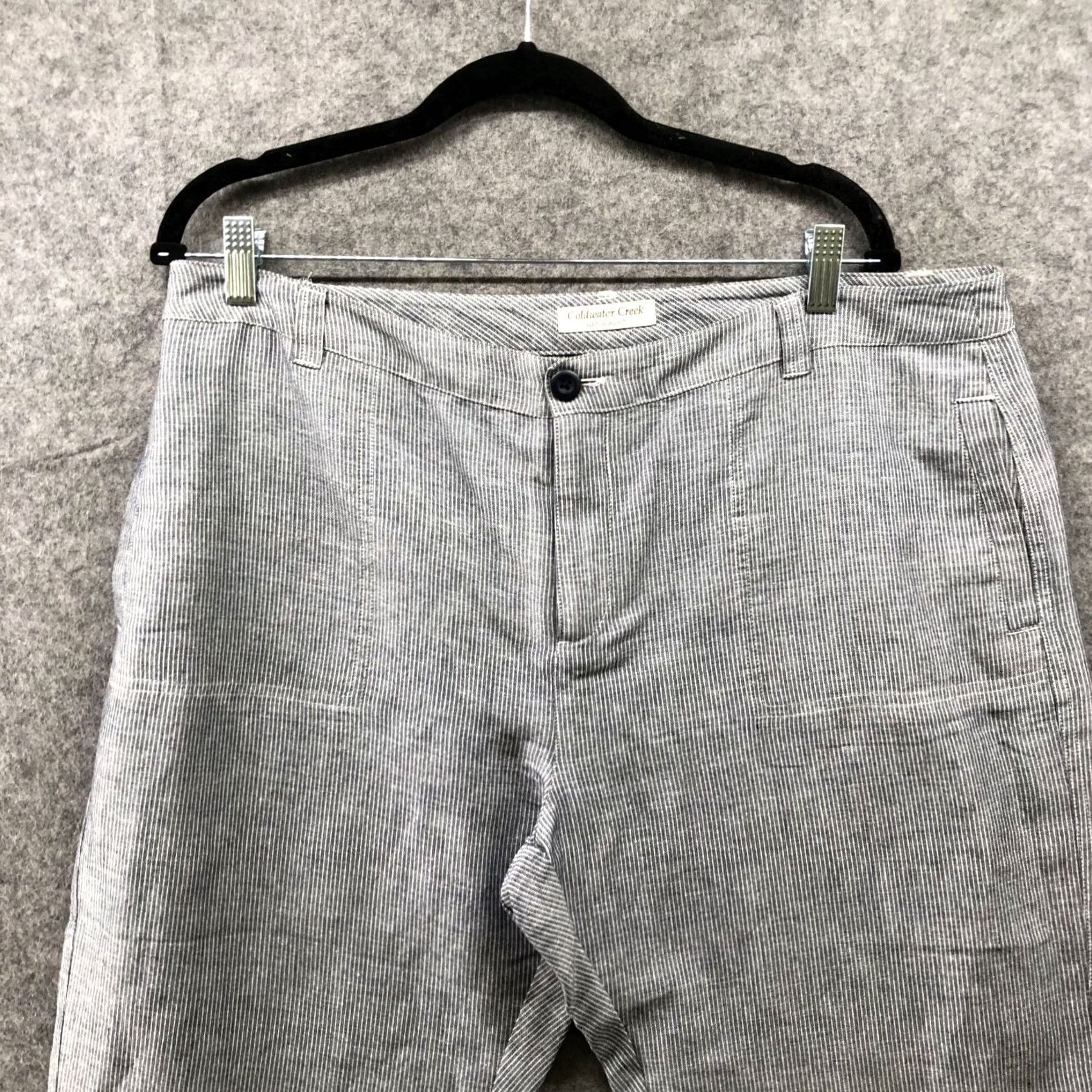 Coldwater Creek Coldwater Creek Womens Size 16 Capri Pants Blue White Stripe Coastal Linen Blend Casual Size 38" / US 16 / IT 52 - 3 Thumbnail