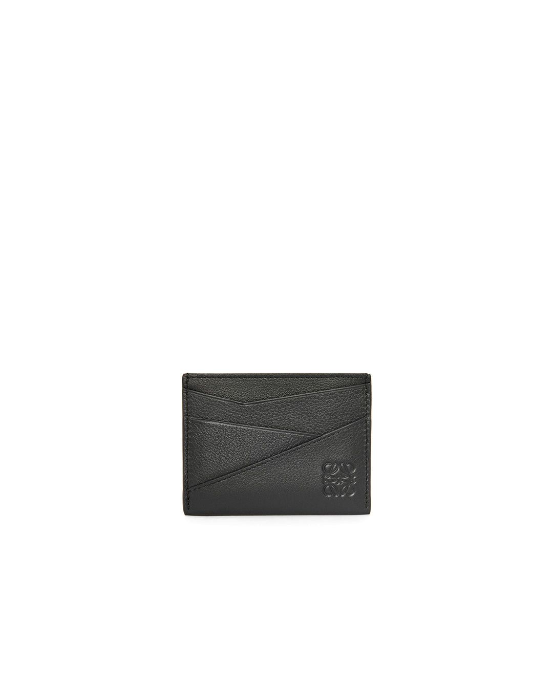 image of Loewe Simple Puzzle Leather Card Holder in Black, Men's