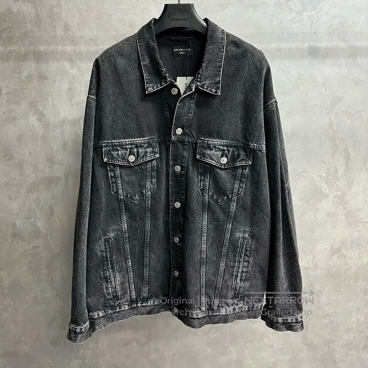 Balenciaga Balenciaga Black Gray Diamond Logo Denim Jacket. Size US L / EU 52-54 / 3 - 7 Thumbnail