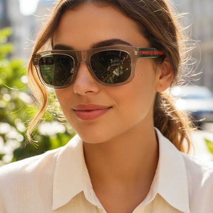 Gucci Gucci GG1991S 003 Sunglasses Shiny Transparent Brown Square Size ONE SIZE - 1 Thumbnail