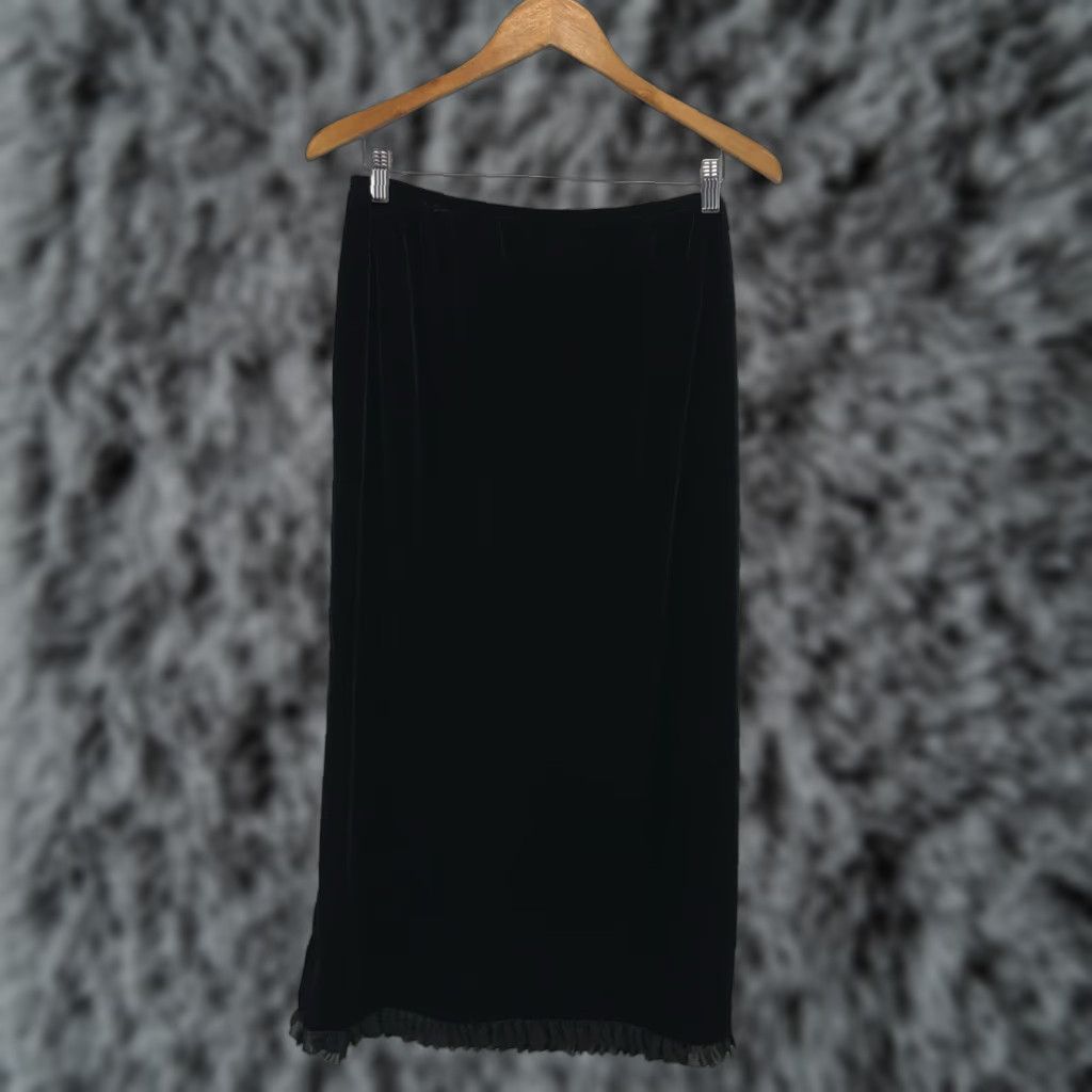 Velvet VINTAGE FL Malik Maxi Velvet Skirt XL Black Stretch Velour Witchy Goth Punk Fairy Skirt Women Velvet Stretch XL Black Fairy Punk 90s Size 40" / US 18 - 1 Thumbnail