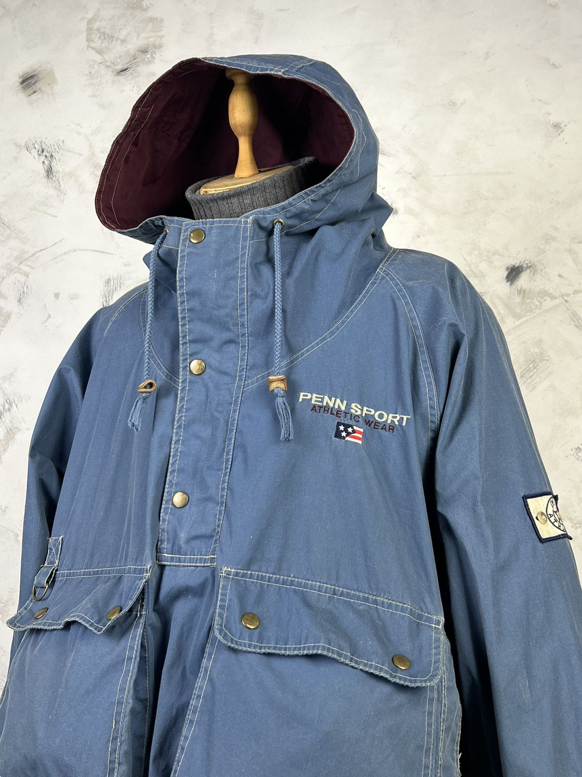 Vintage Vintage Penn Sport Athletic Wear Anorak Hooded Jacket M - L Size US L / EU 52-54 / 3 - 3 Thumbnail