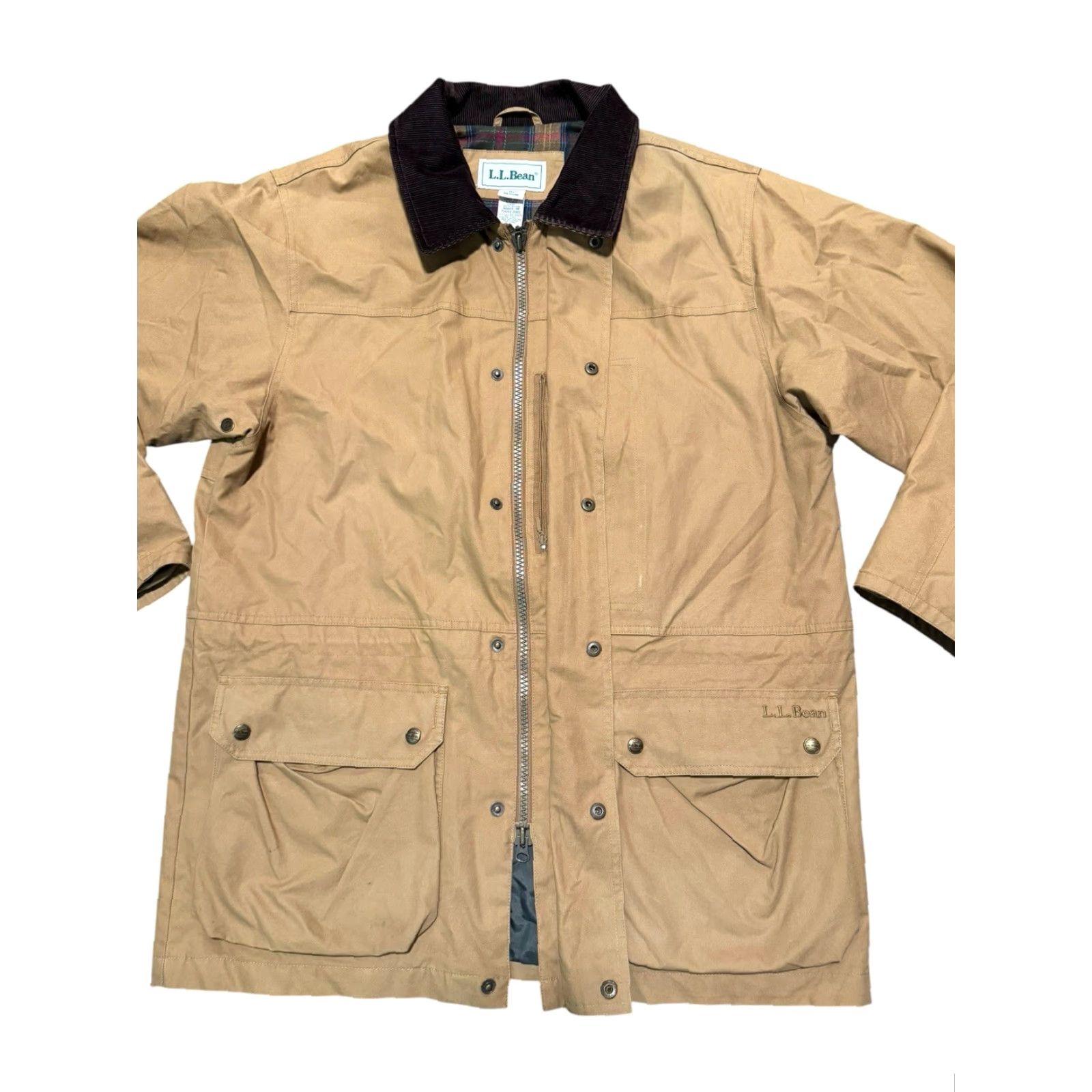 Vintage VINTAGE LL Bean Chore Barn Coat Mens M Tan Brown Cotton Canvas Lined Corduroy Collar Y2K Overcoat Size US M / EU 48-50 / 2 - 7 Thumbnail