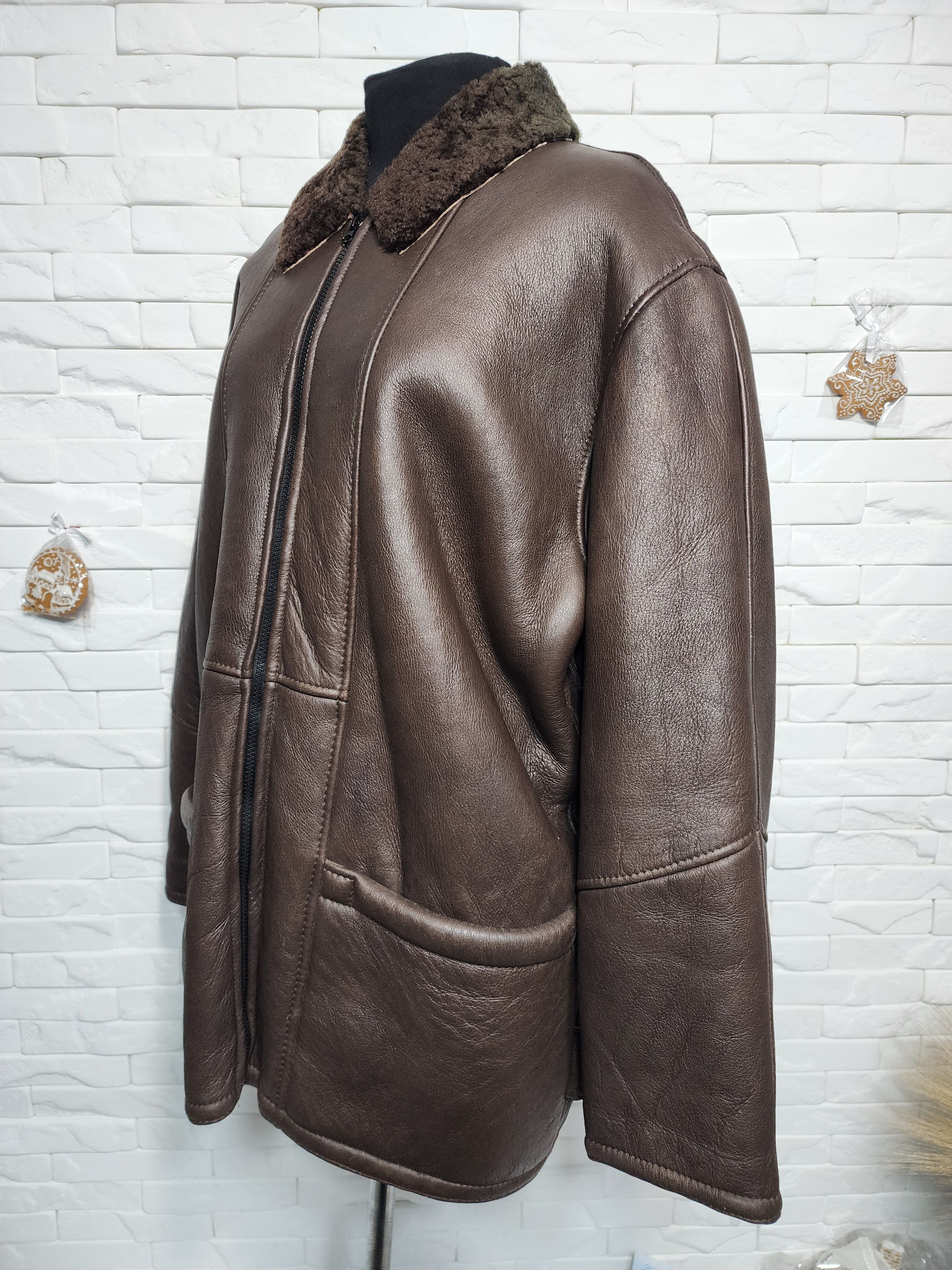 Furla Brown Sheepskin Coat: Women's Warm Fur Coat. Leather Jacket Size XXL / US 16-18 / IT 52-54 - 2 Thumbnail