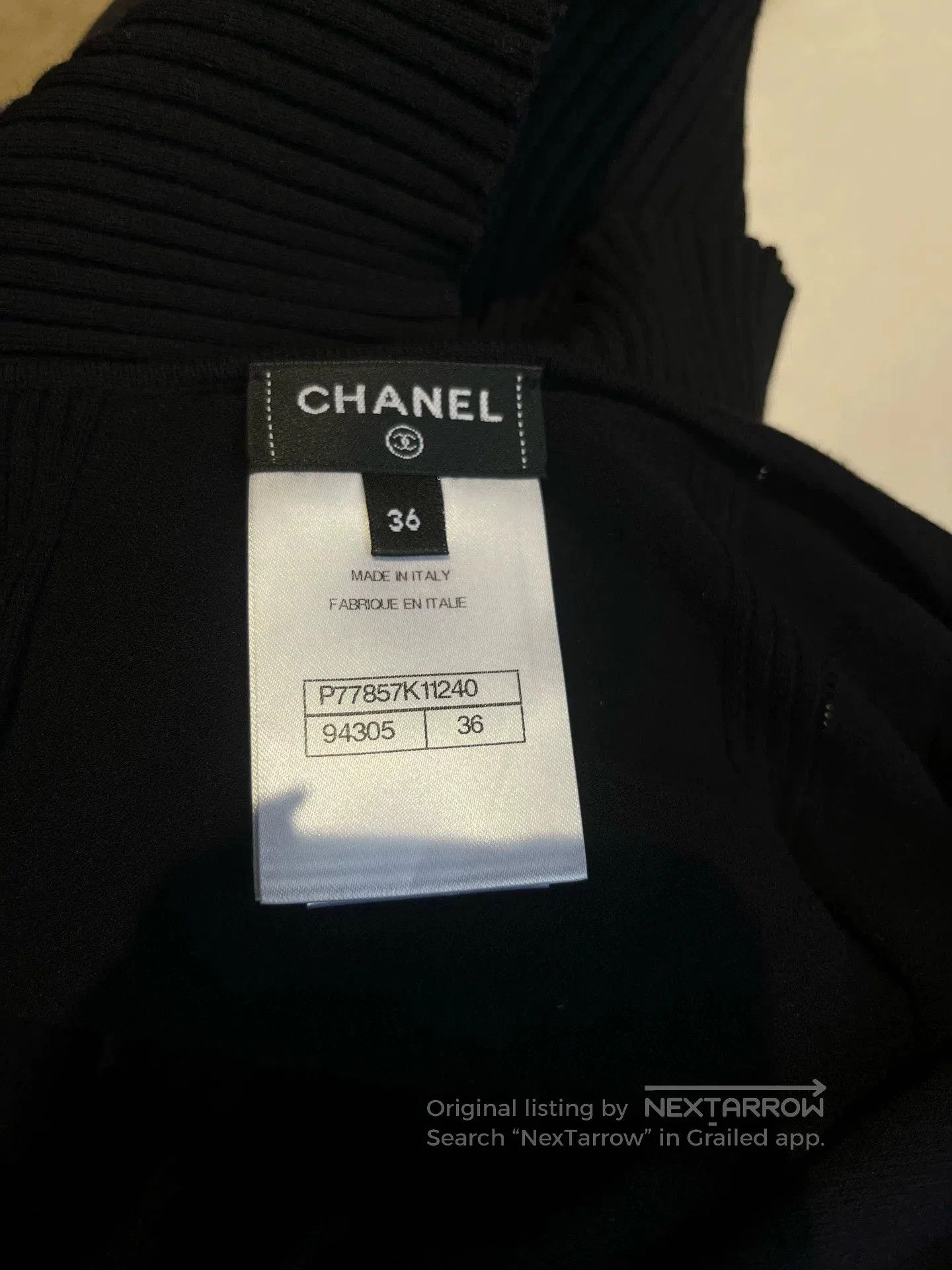 Chanel Chanel 24B Black Off-Shoulder Knit Top. Size US S / EU 44-46 / 1 - 3 Thumbnail