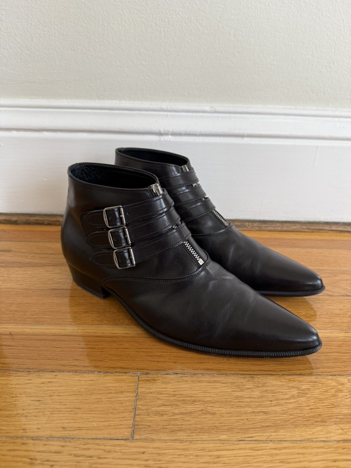 Hedi Slimane × Saint Laurent Paris Grail Saint Laurent boots 2014 40.5 8 leather Size US 8 / EU 41 - 1 Thumbnail