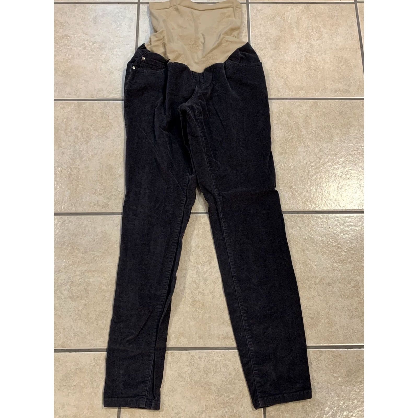 Jessica Simpson VINTAGE Jessica Simpson Maternity Corduroy Pants Gray Women’s S 25x28 Slimming Pockets Embroidered Logo Cotton Spandex Fall Winter Slimming Size 28" / US 6 / IT 42 - 2 Thumbnail