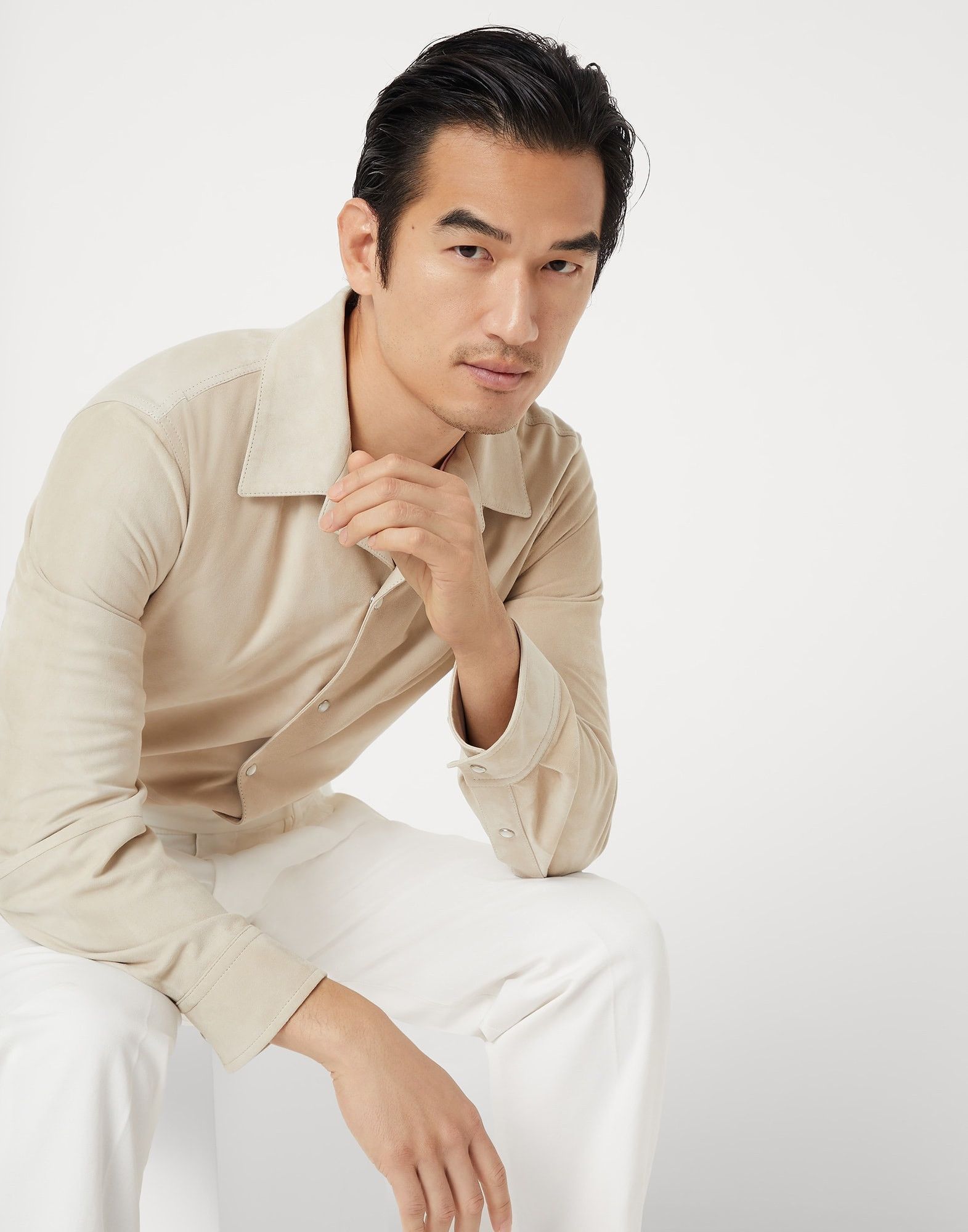 Brunello Cucinelli Leather Shirt in White Size US L / EU 52-54 / 3 - 4 Thumbnail