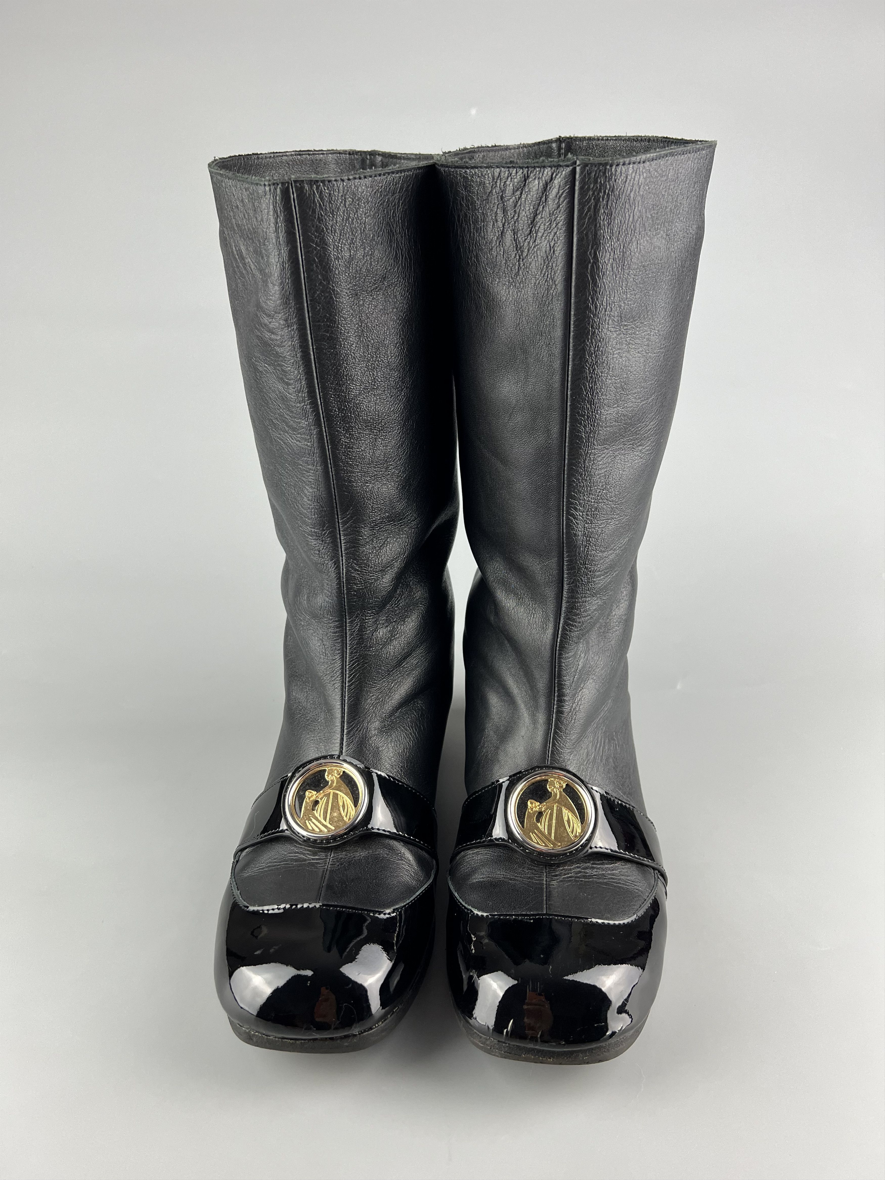 Lanvin Lanvin Vintage Black Leather Boots Size 39 Size US 8 / IT 38 - 1 Thumbnail