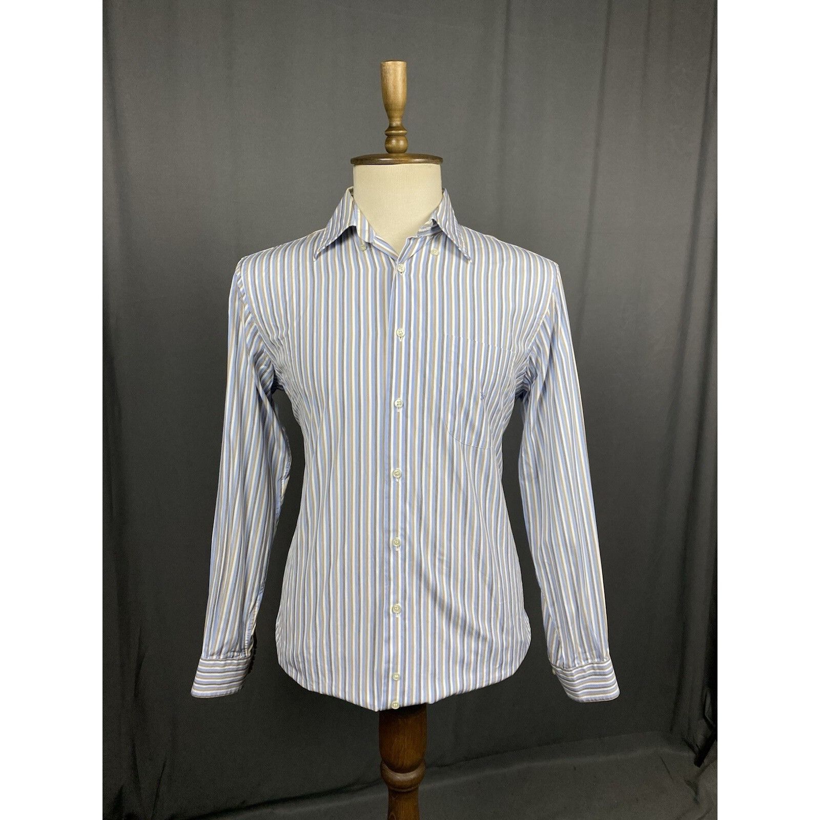 Burberry Burberry Men's Blue Striped Longsleeve Striped Shirt Size 3 Size US L / EU 52-54 / 3 - 2 Thumbnail