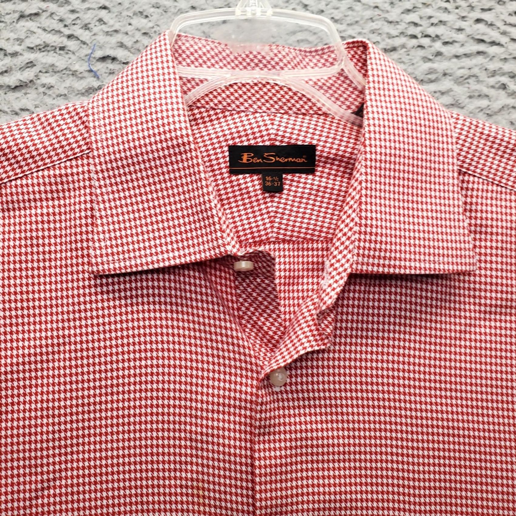 Ben Sherman Ben Sherman Mens Dress Shirt 16.5 Houndstooth Multicolor Long Sleeve Button Up Size 46R - 5 Thumbnail