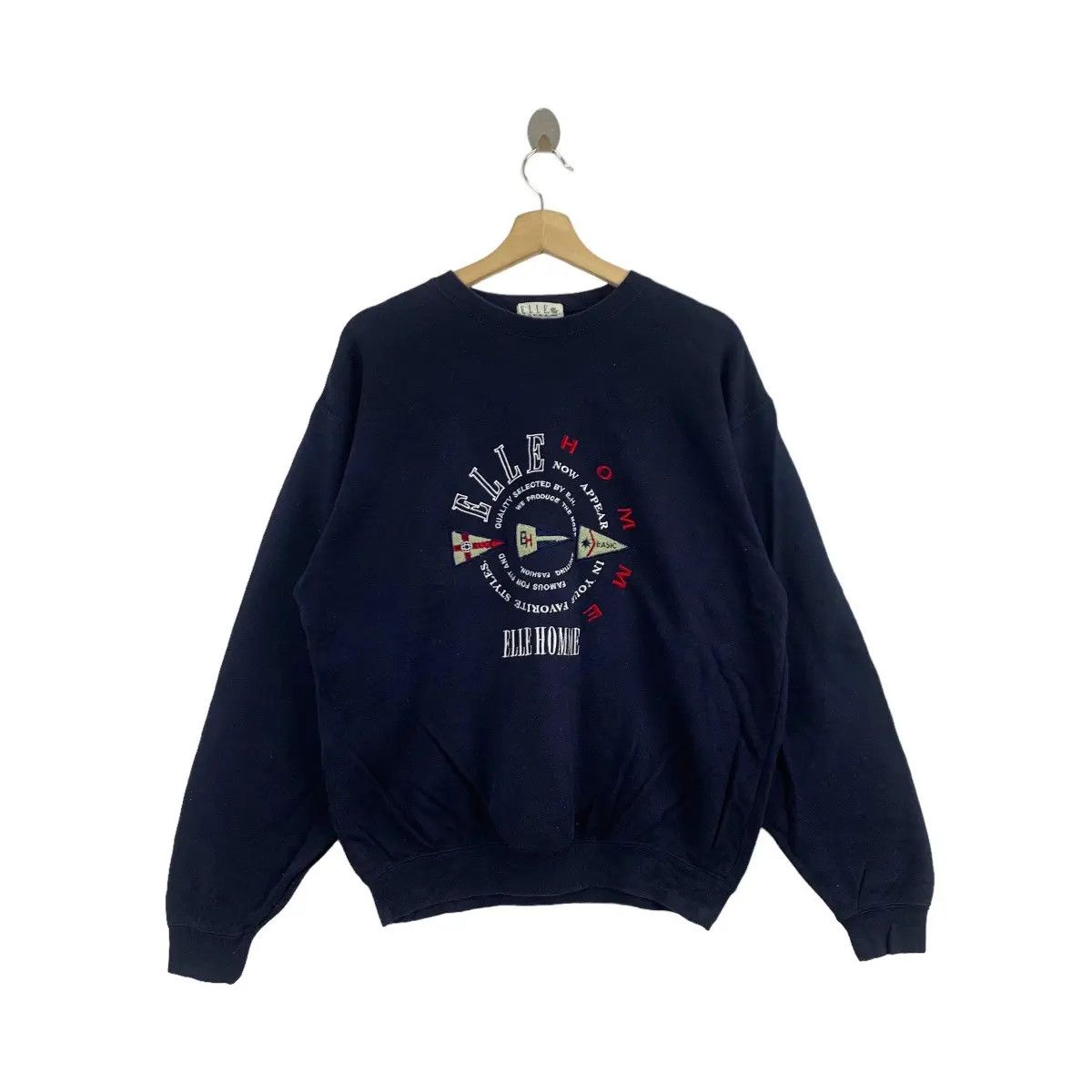 Vintage Vintage 90’ ELLE MAGAZINE HOMME Collection Flag Sweatshirt Size US XL / EU 56 / 4 - 1 Thumbnail