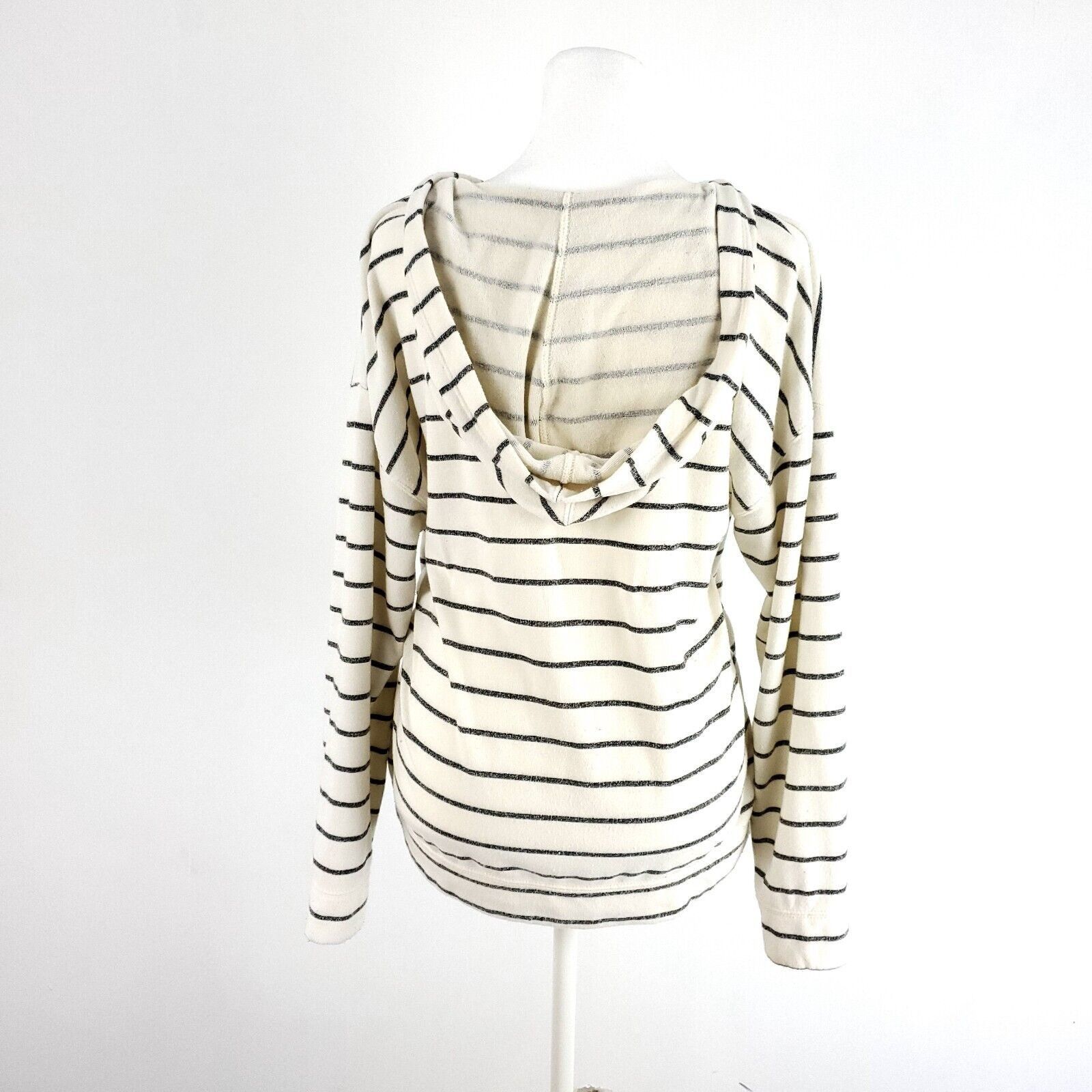 Billabong Billabong Cream Gray Striped Medium Sweater Long Sleeve V Ne Size M / US 6-8 / IT 42-44 - 4 Thumbnail