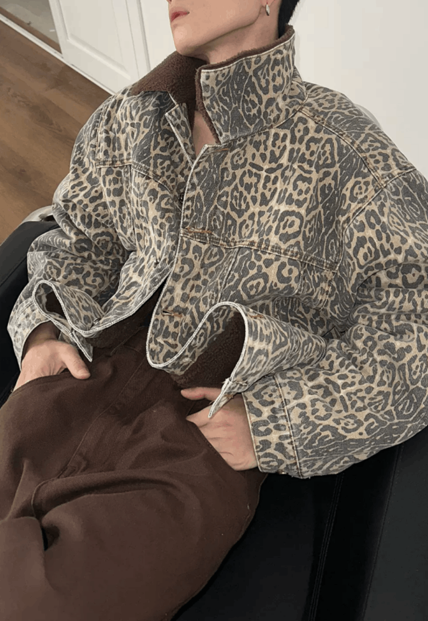 Other Unisex Vintage leopard print denim jacket Size US M / EU 48-50 / 2 - 5 Thumbnail